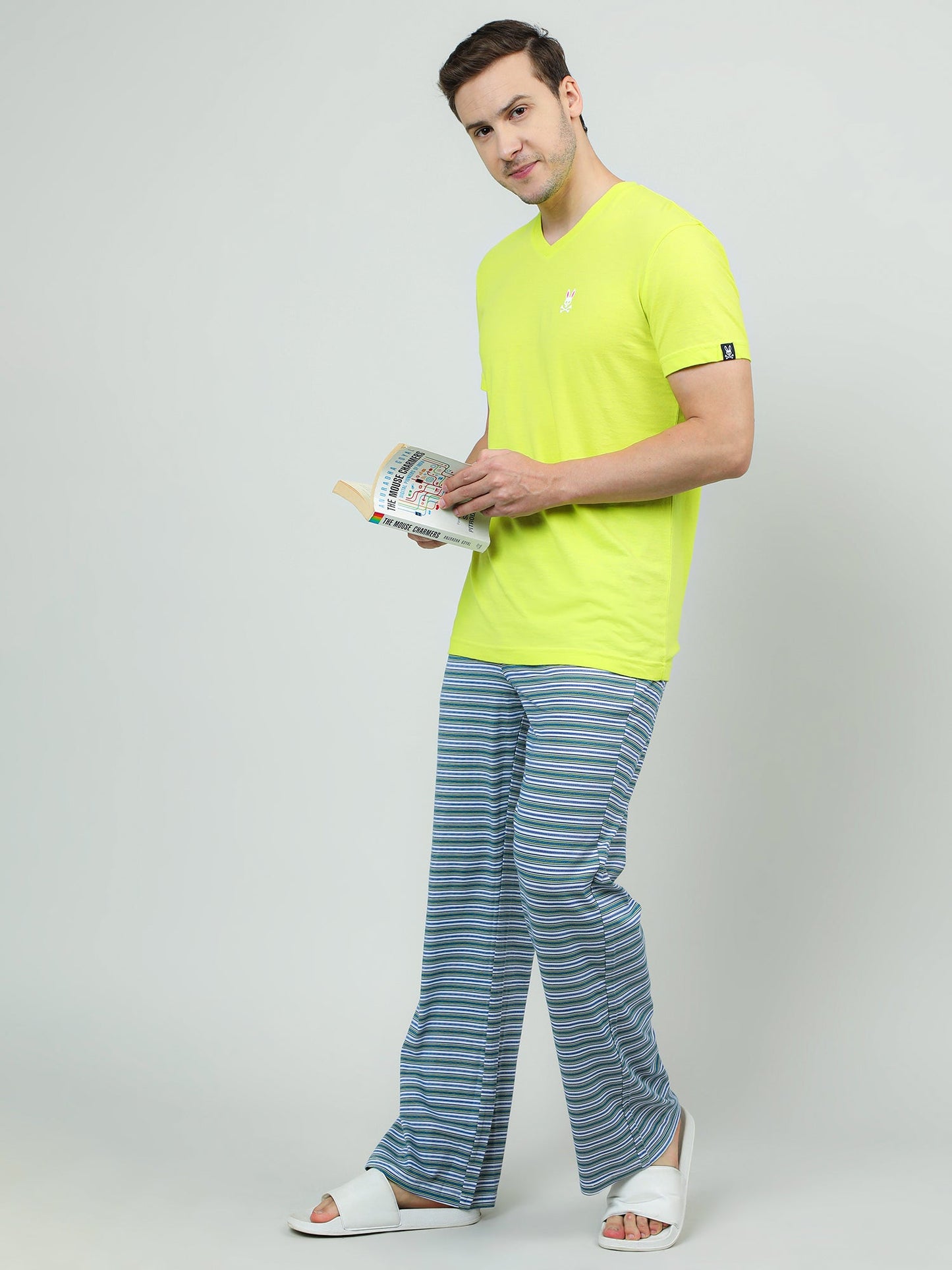 Blue Cotton Jogger Pants