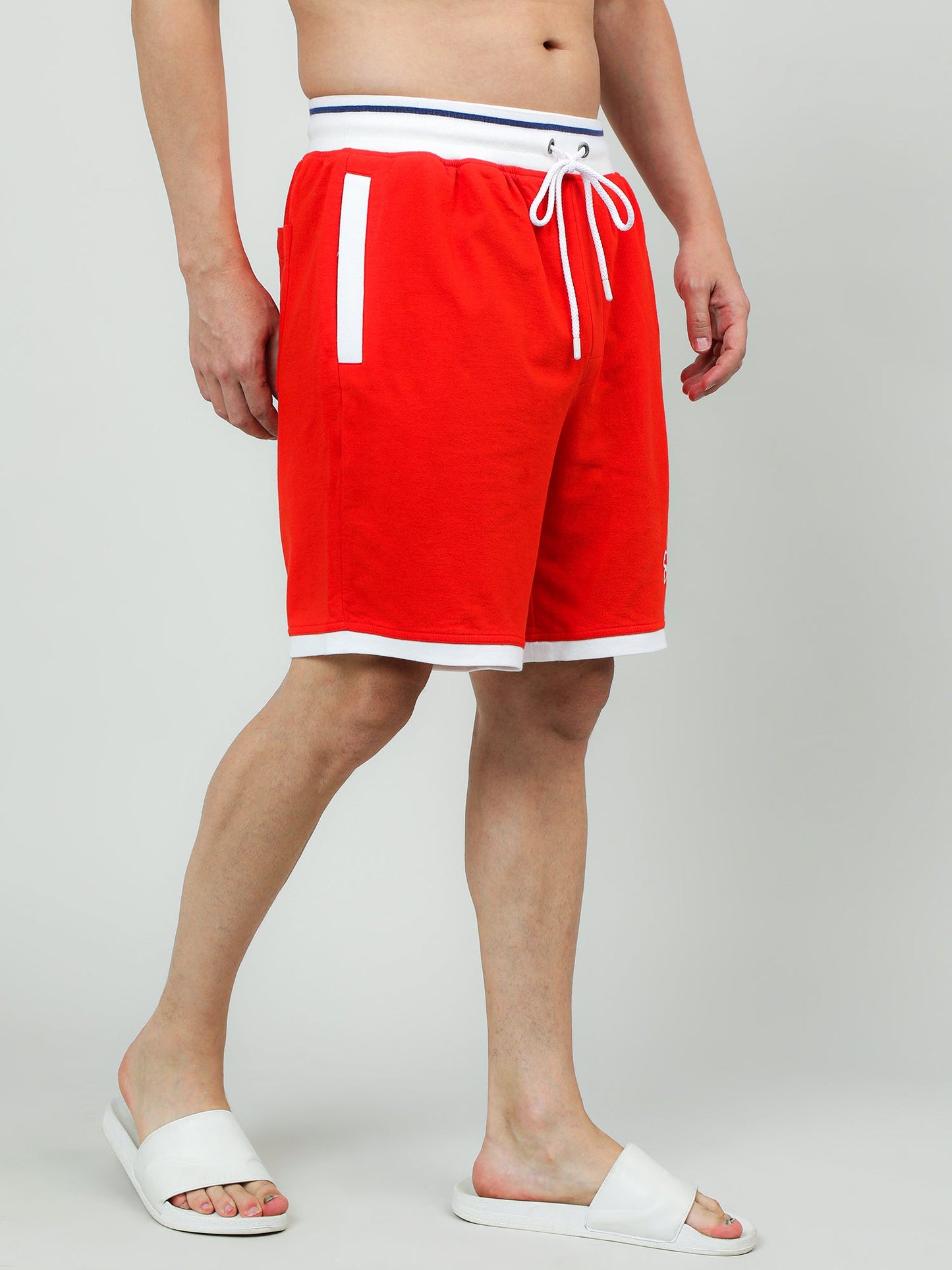 Orange Cotton Knee Length Shorts
