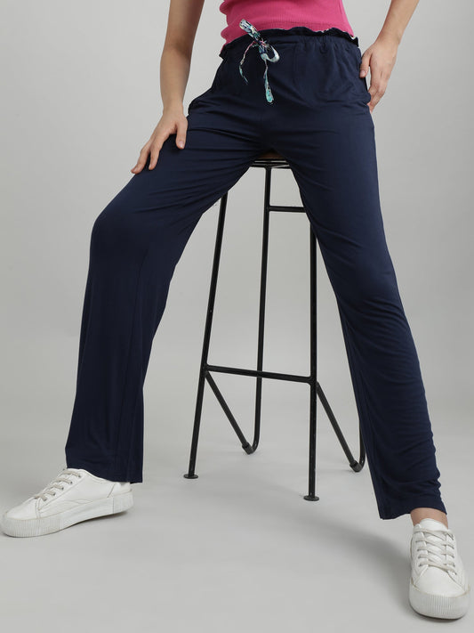 Women Blue Floral Drawstring Lounge Pants