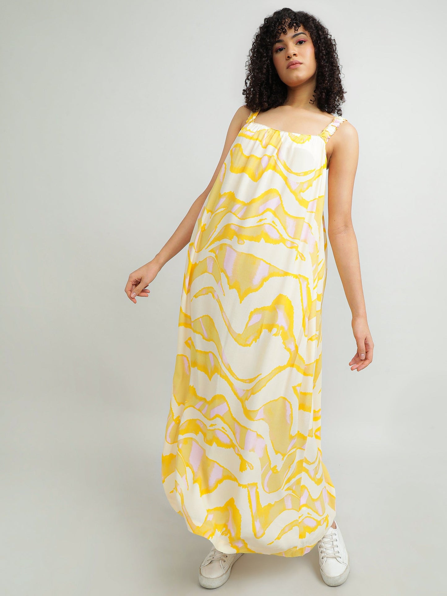 Women Viscose Yellow Dress