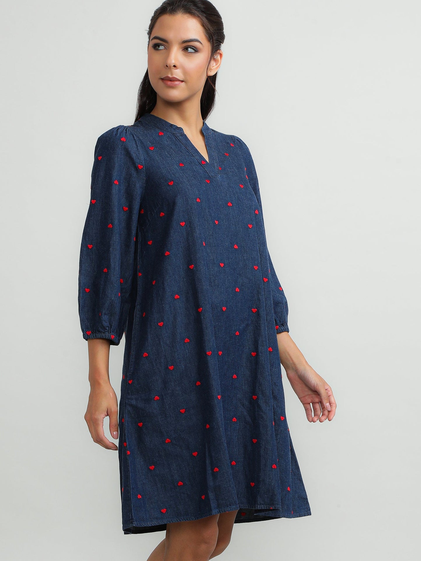 Women Cotton Navy Timeless Dress