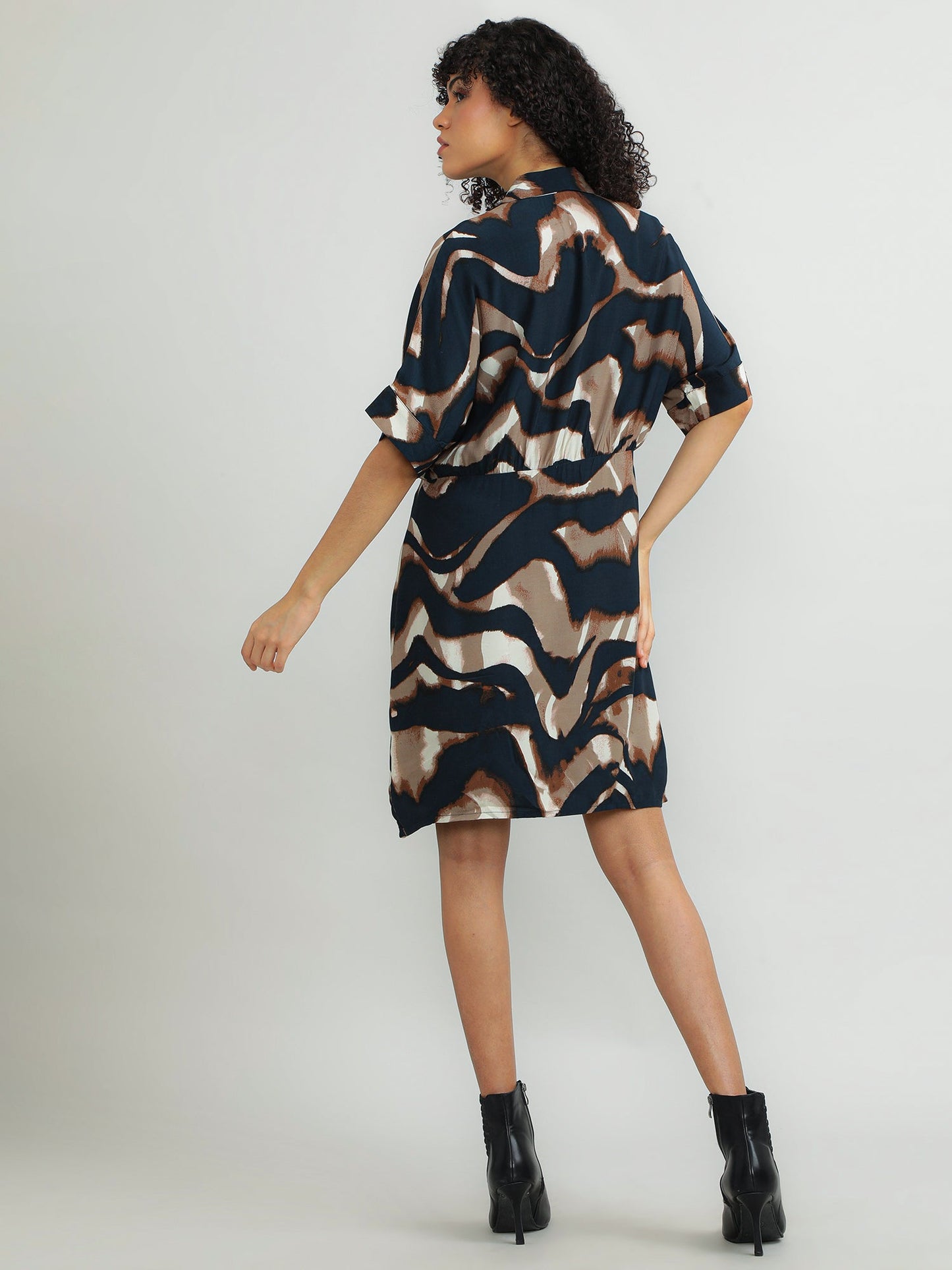 Women Viscose Brown Party Dress