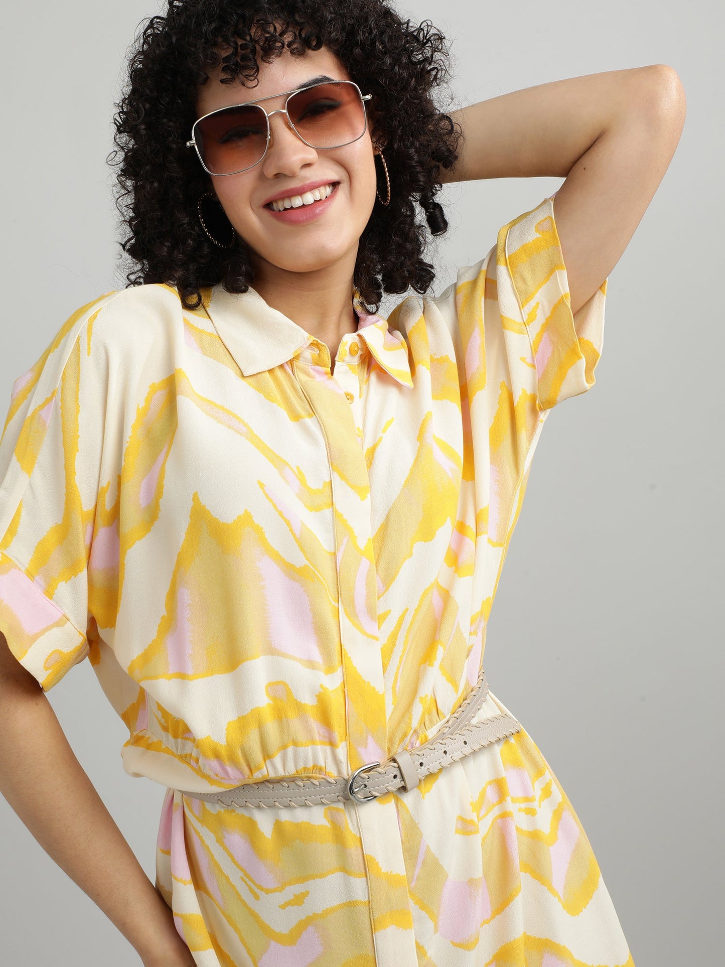 Women Viscose Yellow Bright Dress