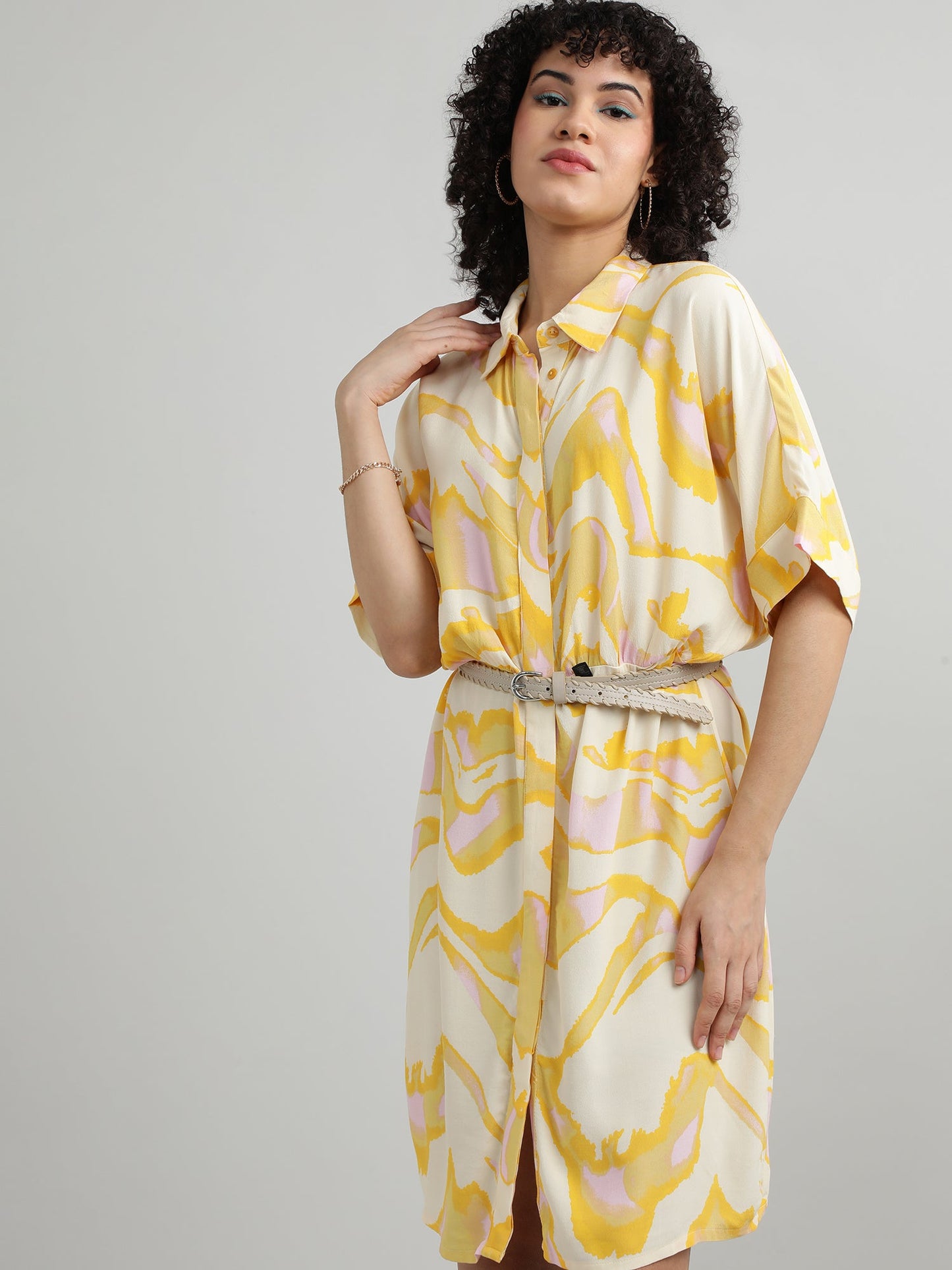 Women Viscose Yellow Bright Dress