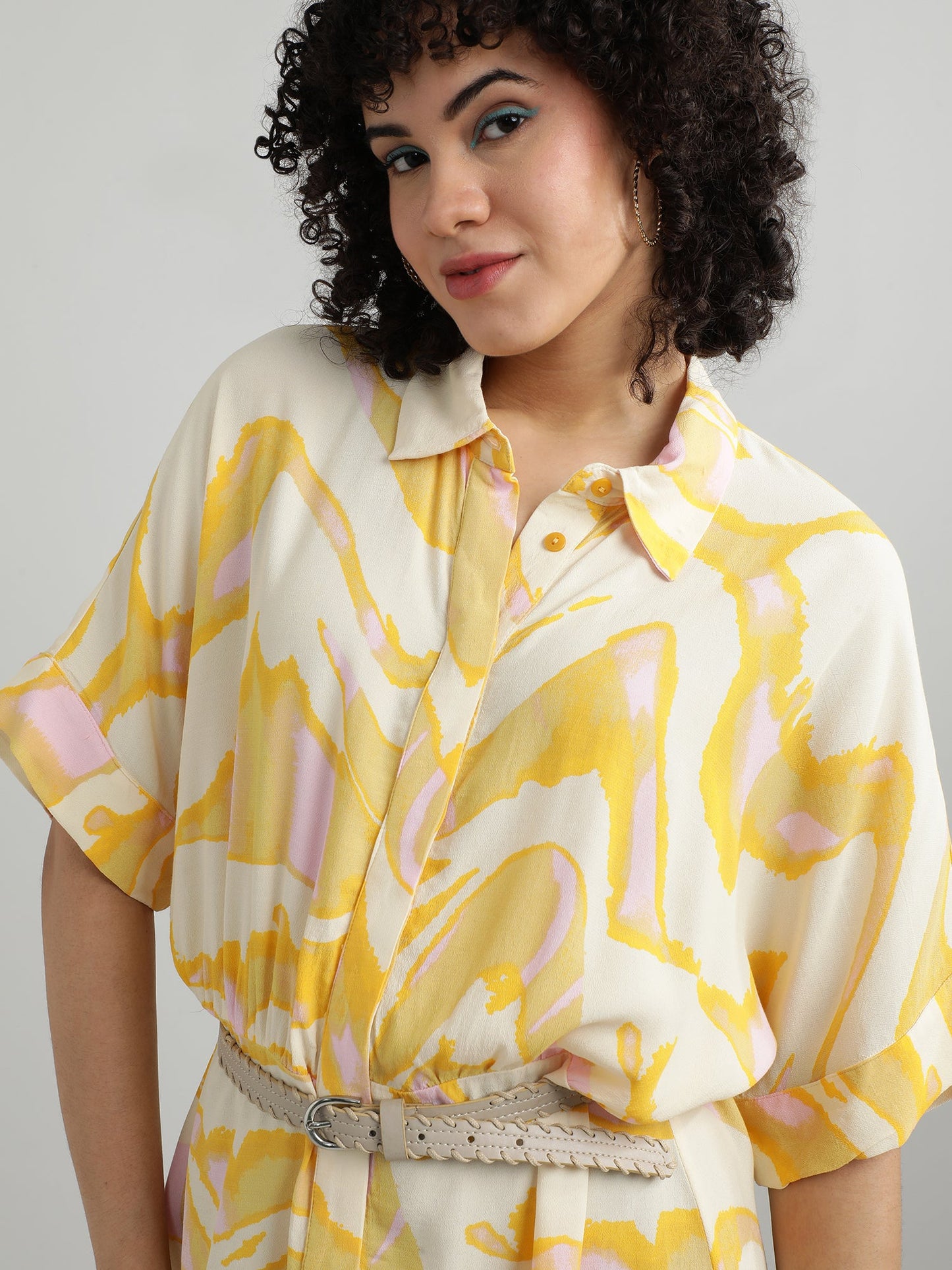 Women Viscose Yellow Bright Dress