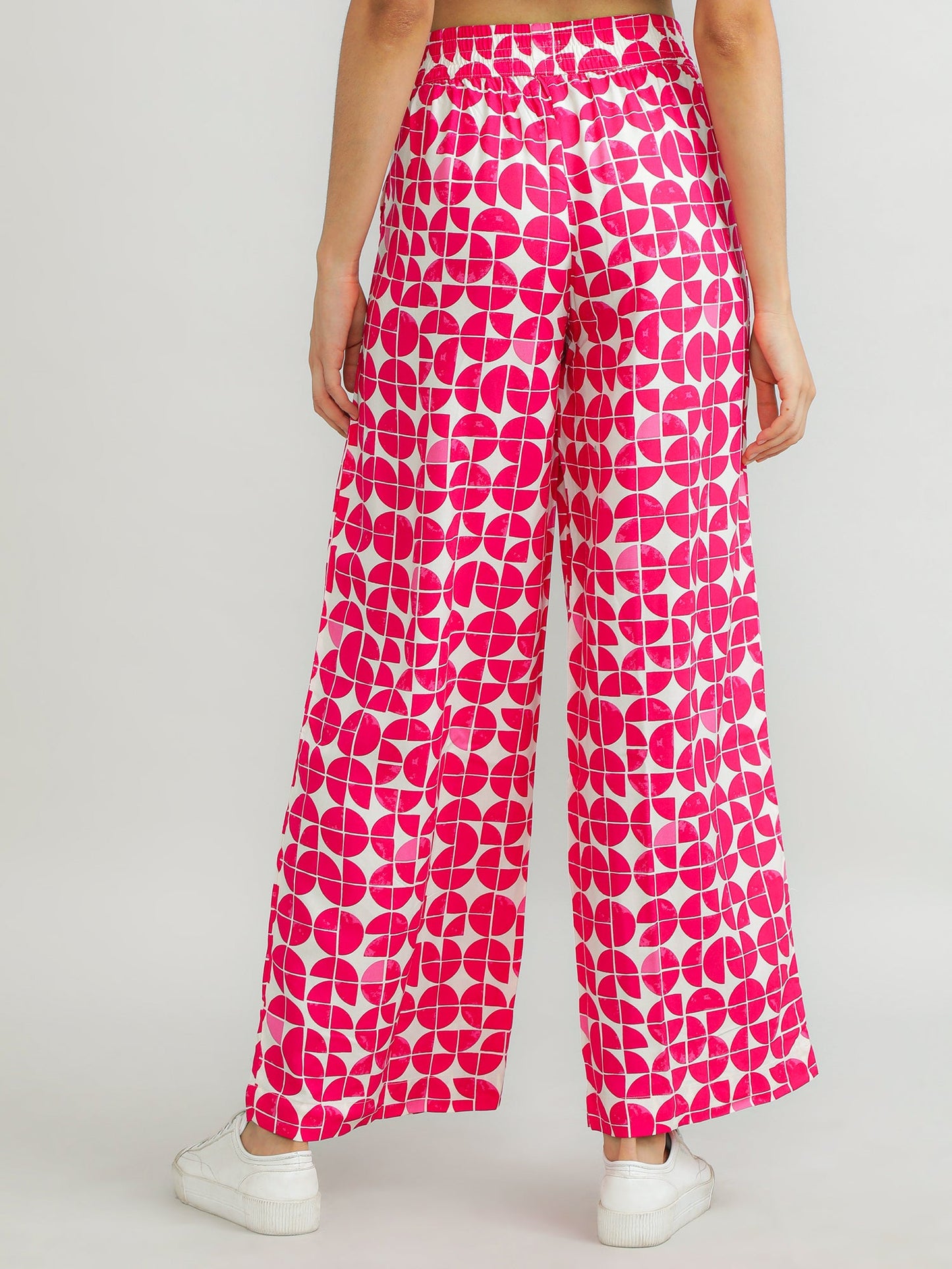 Women Viscose Pink Printed Pants