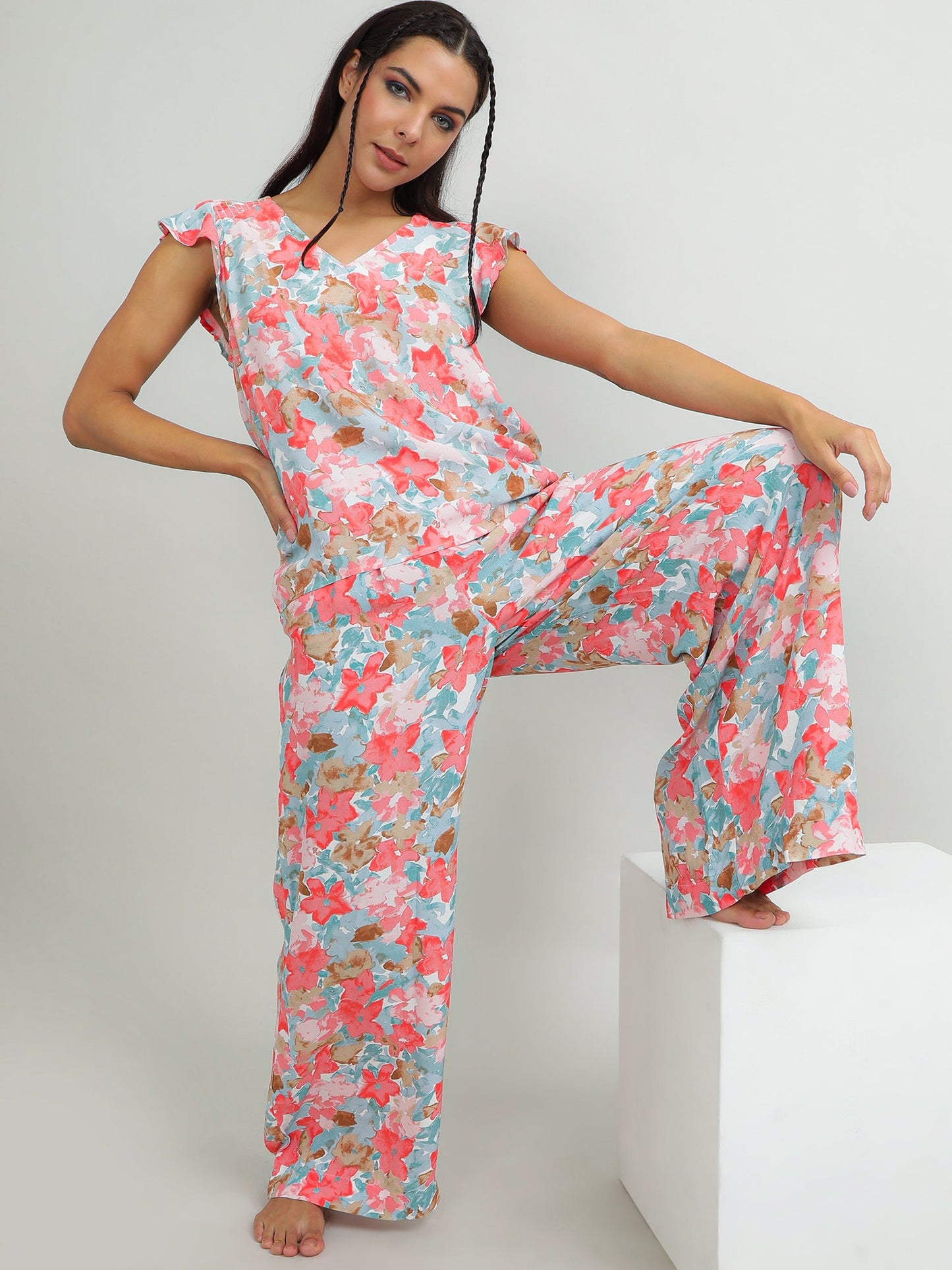 Women Viscose Pink Comfy Pants