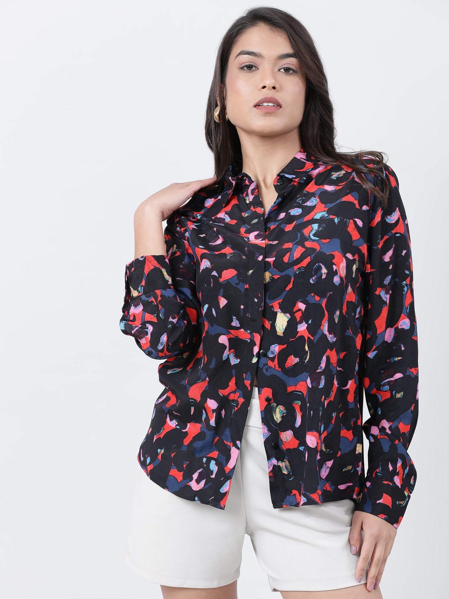 Women Viscose Navy Classic Shirt