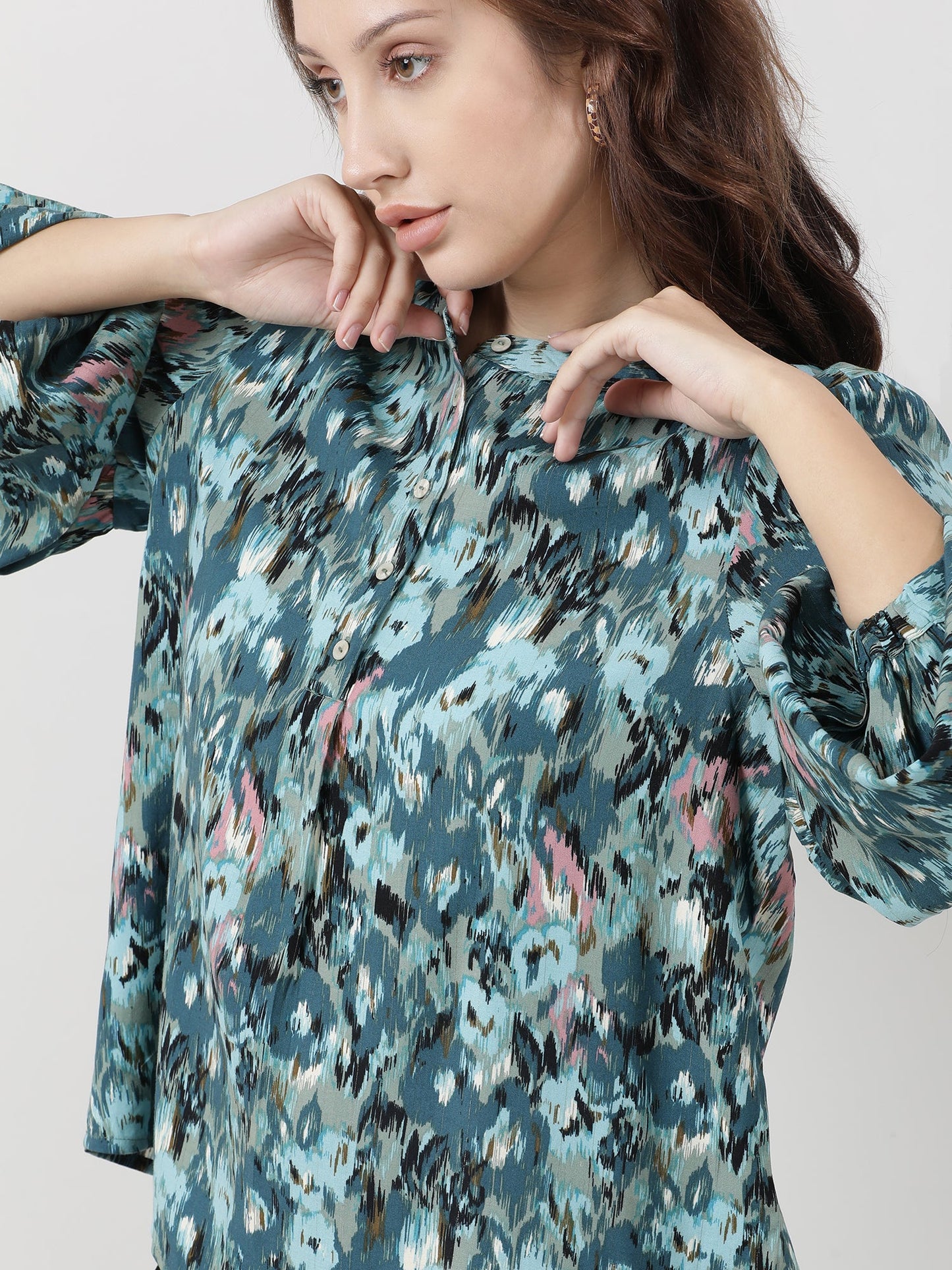 Women Viscose Teal Stylish Top