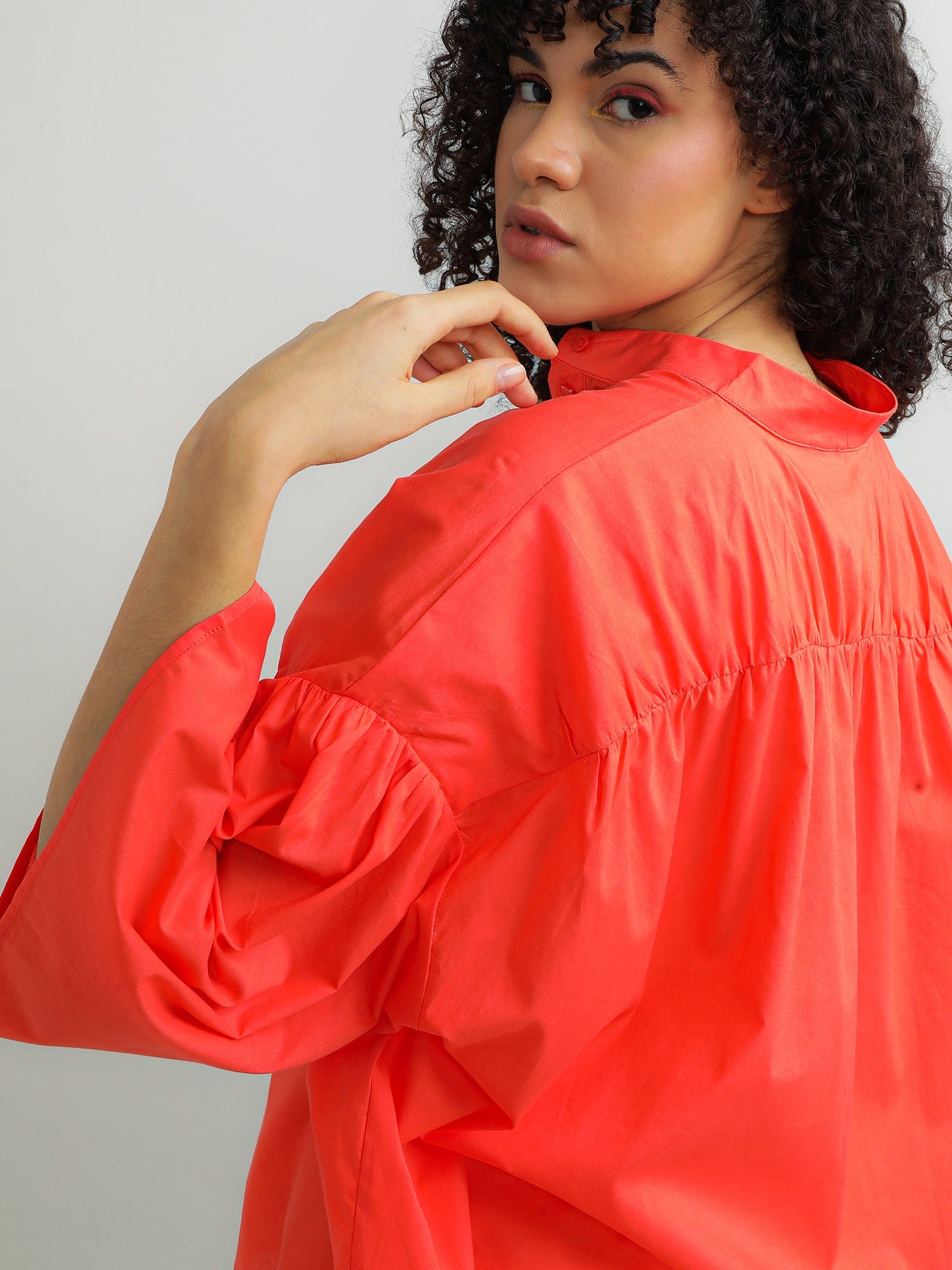 Women Cotton Oversize Coral Top