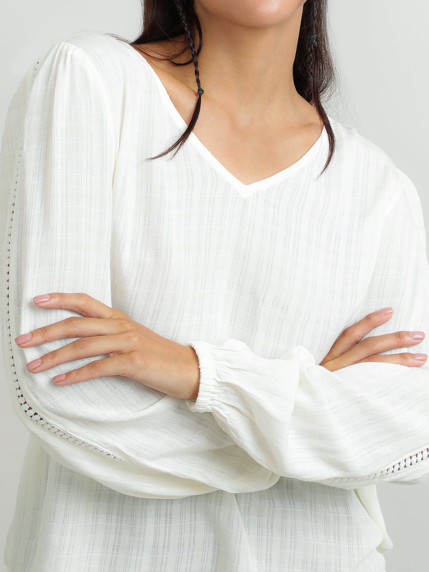 Women Viscose Cream Relaxed Top