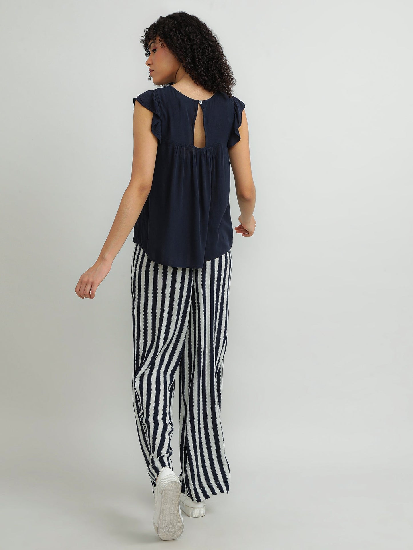 Women Viscose Navy Elegant Top