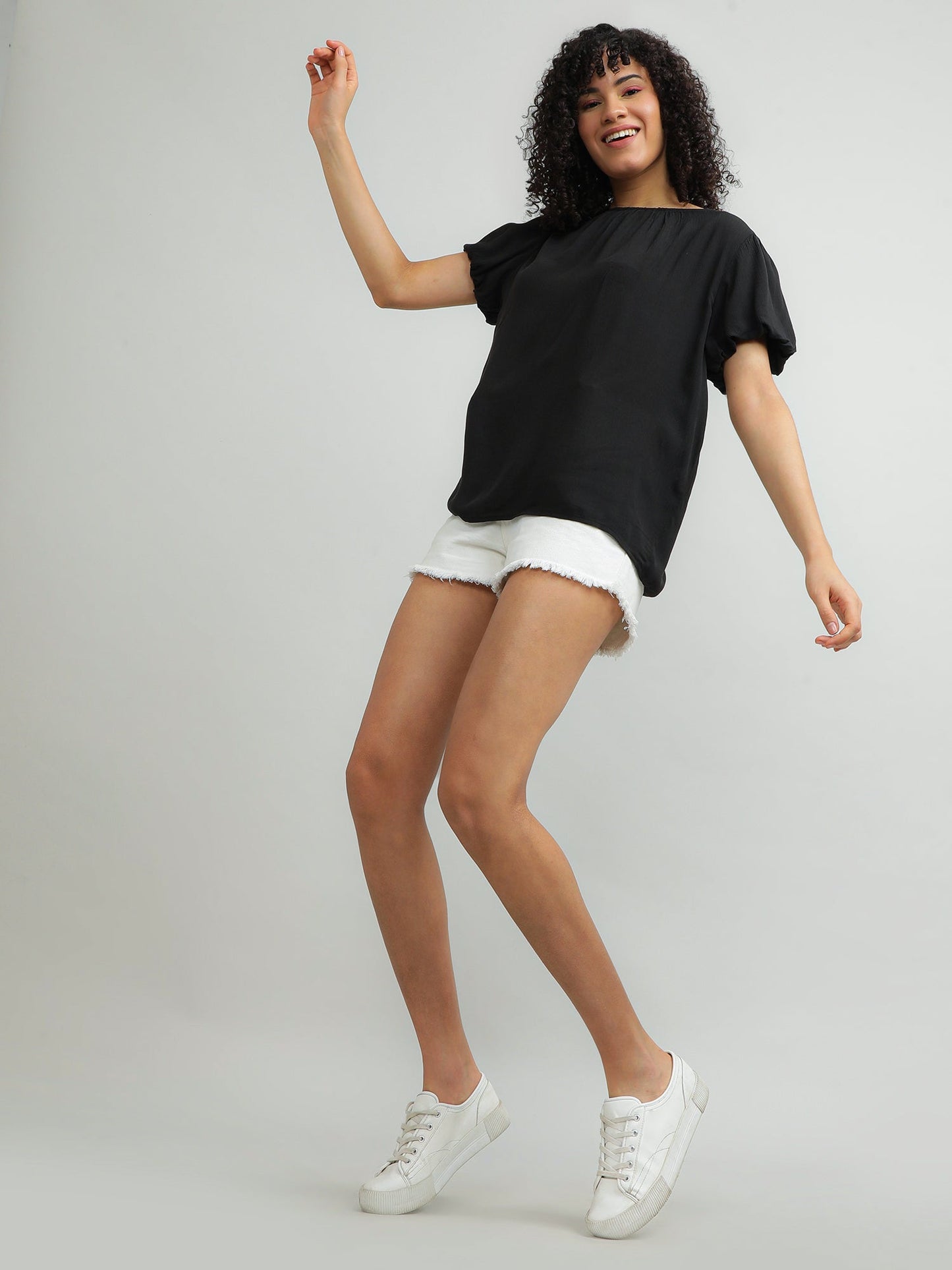 Women Viscose Easy Black Top