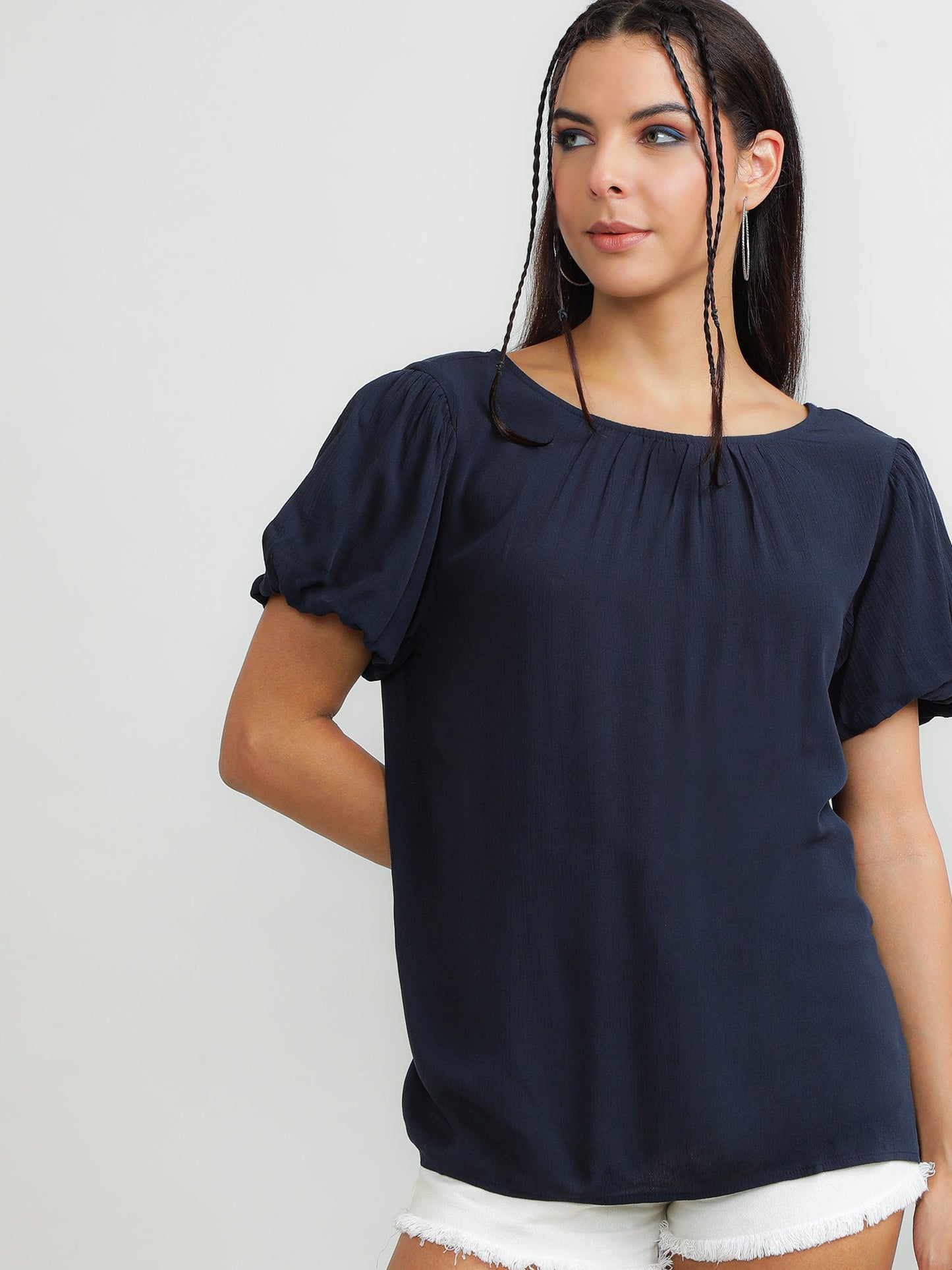 Women Viscose Navy Top