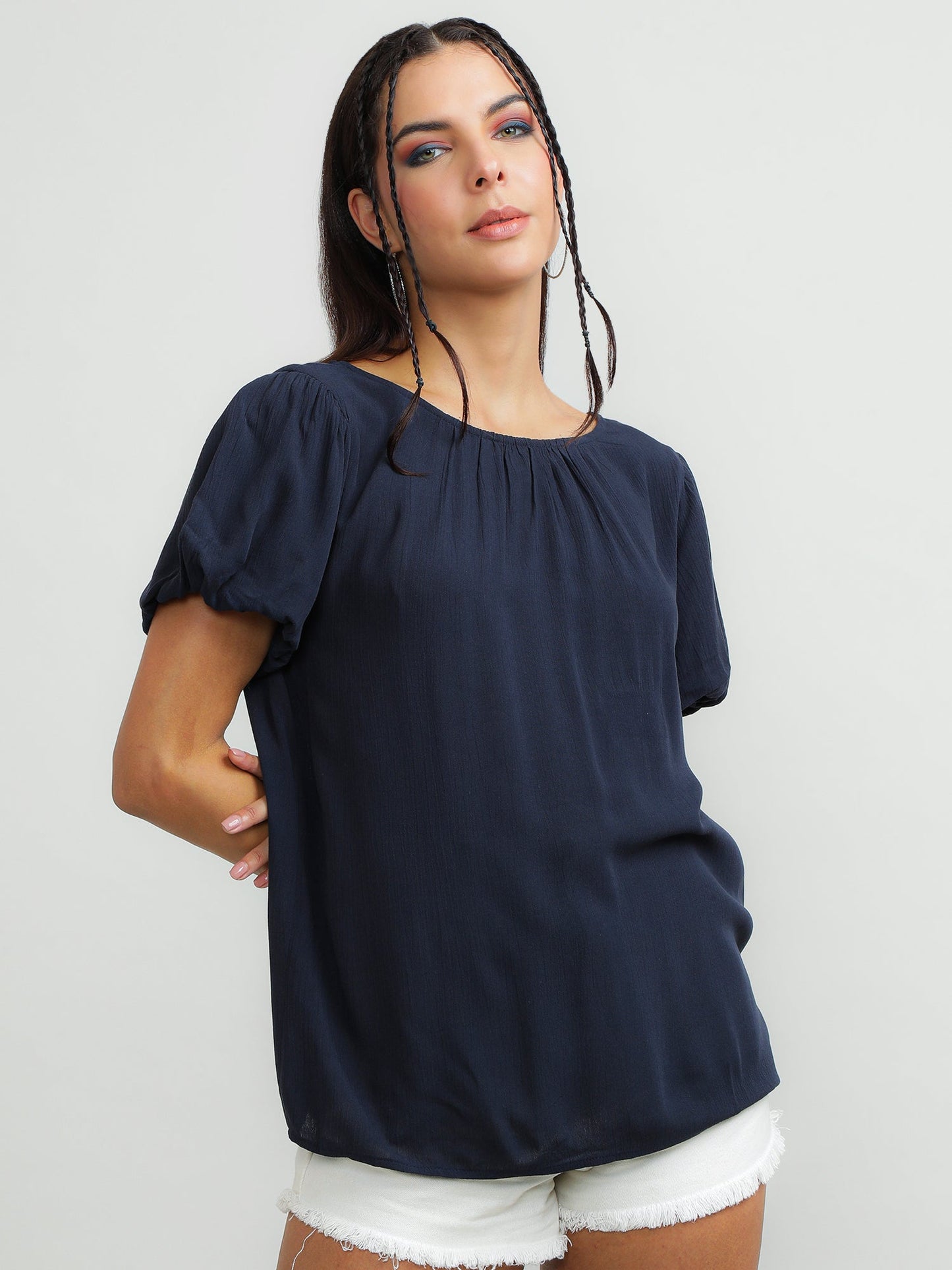 Women Viscose Navy Top
