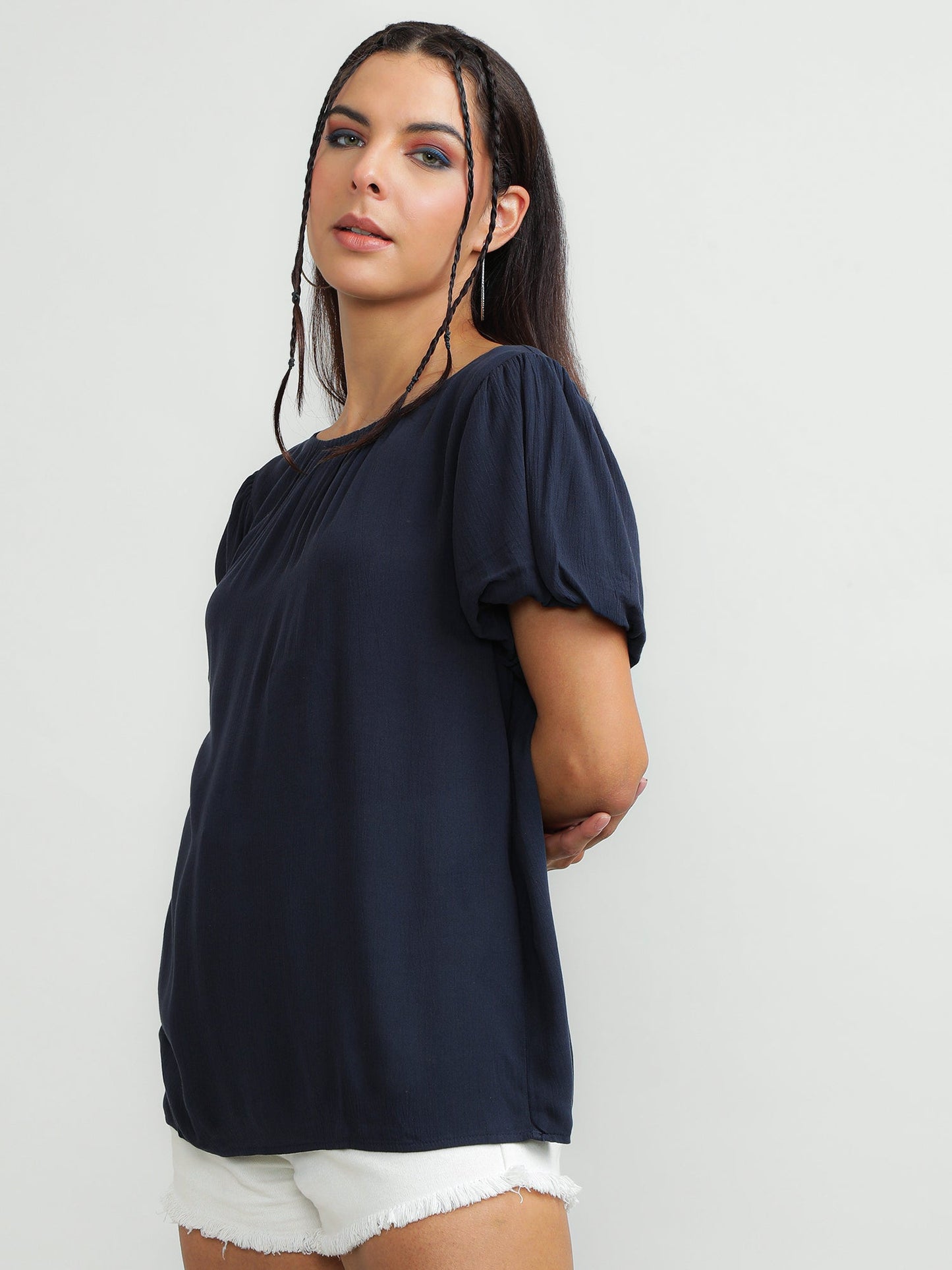 Women Viscose Navy Top