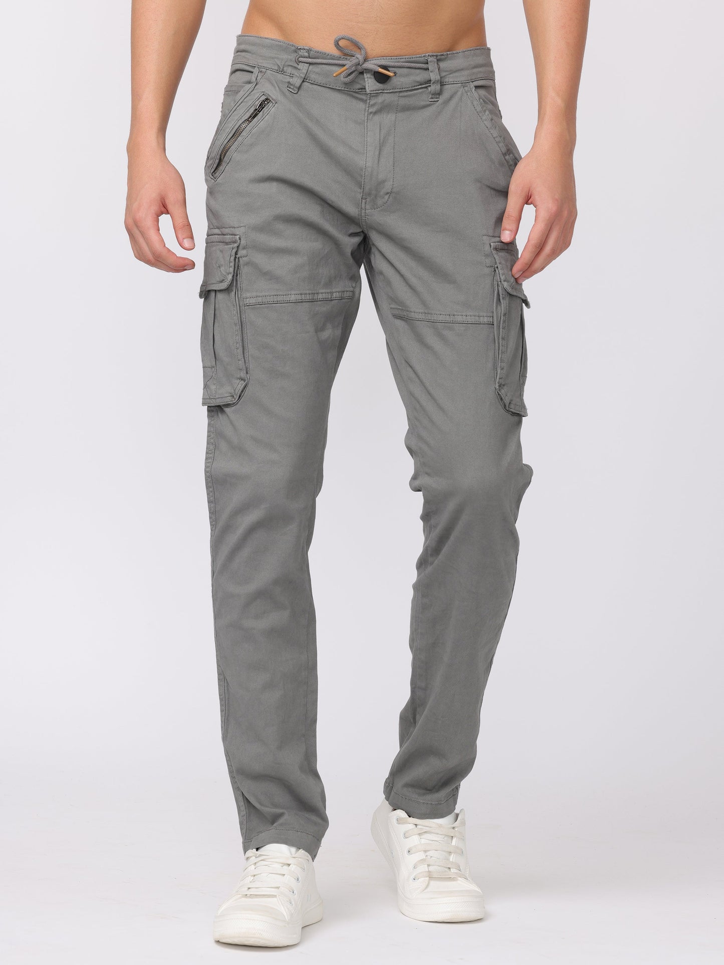 Men Grey Regular Fit Cargo Pants