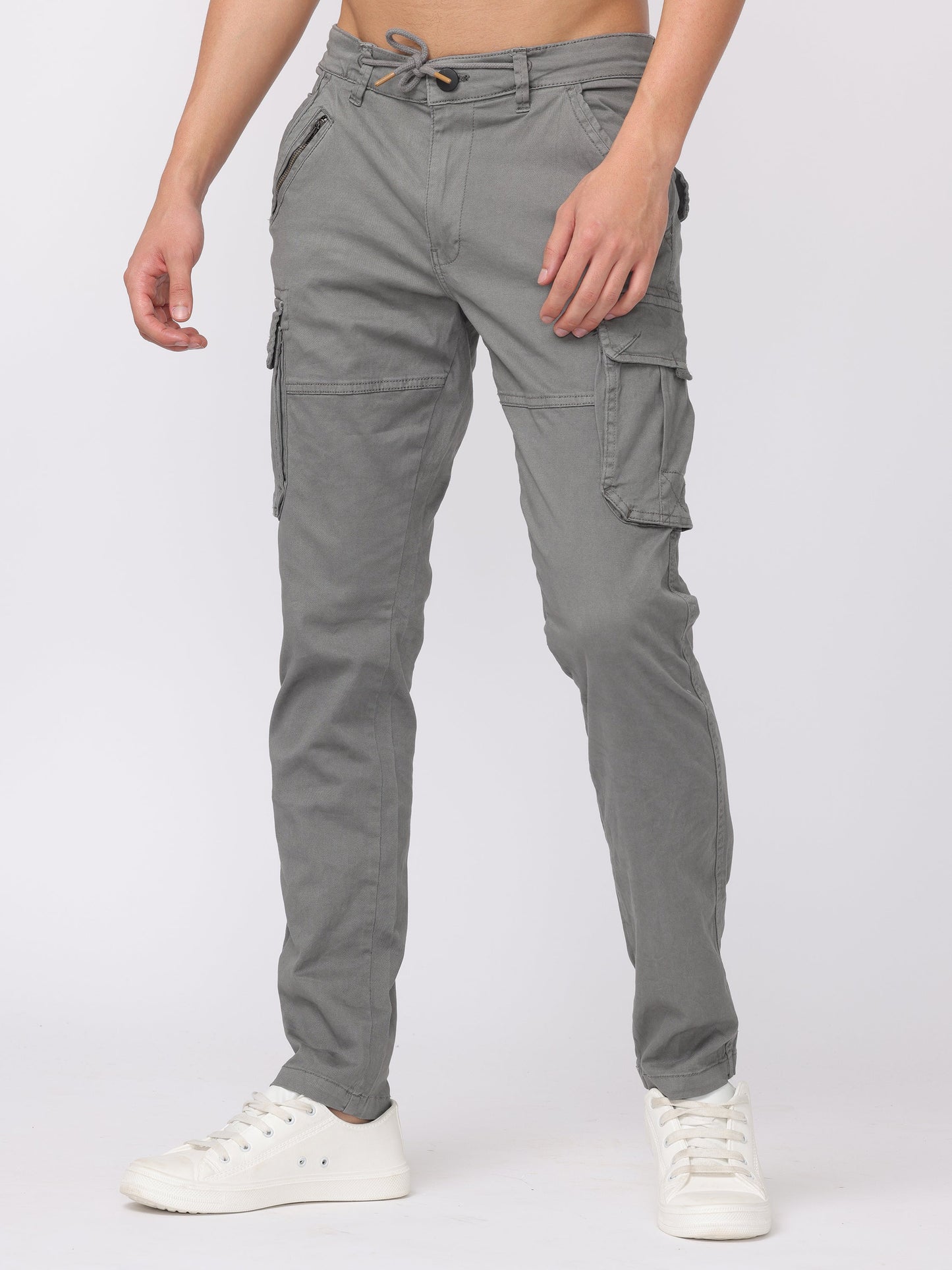 Men Grey Regular Fit Cargo Pants