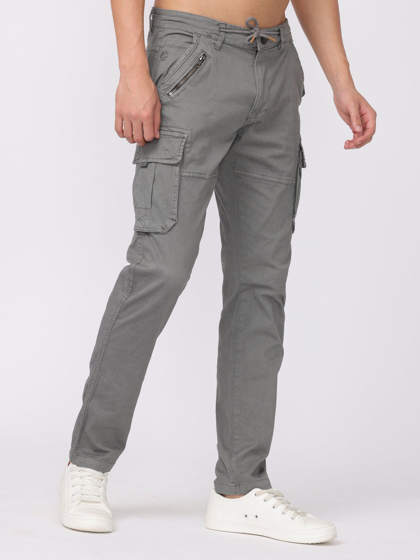 Men Grey Regular Fit Cargo Pants