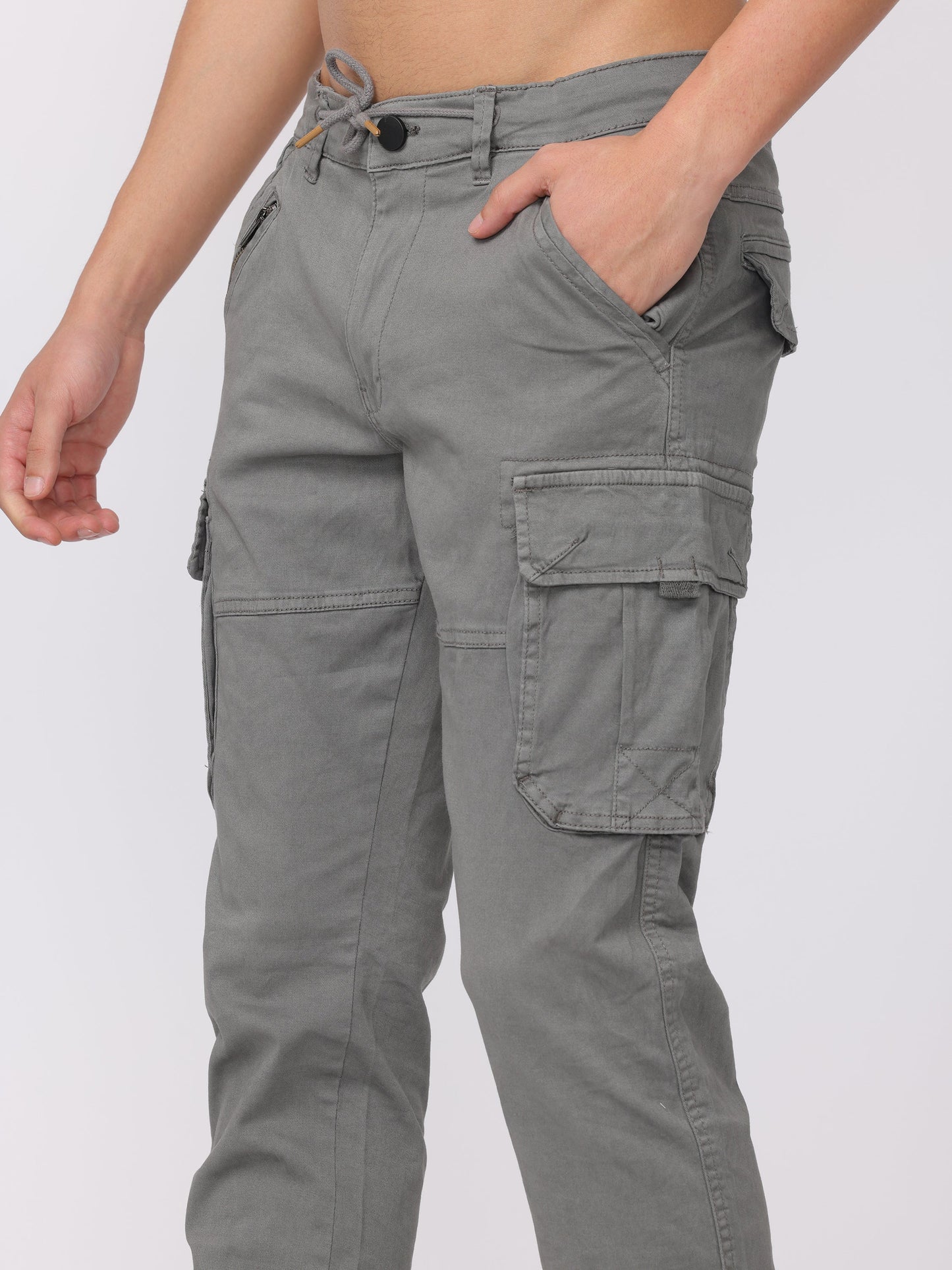 Men Grey Regular Fit Cargo Pants