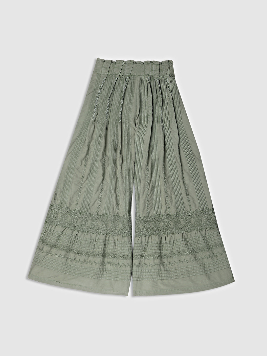 Women Green Boho Flared Pants