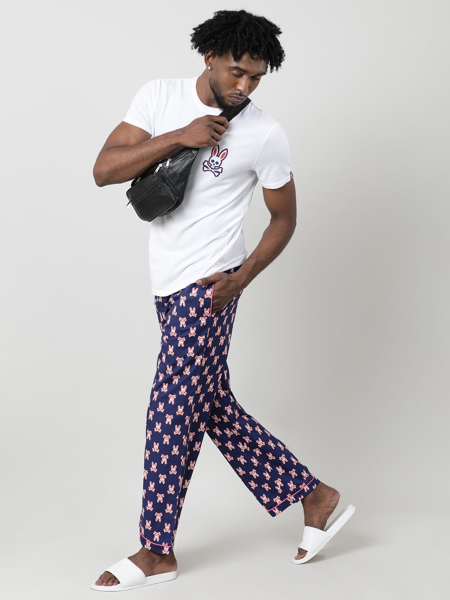 Navy Blue Cotton Lounge Pants