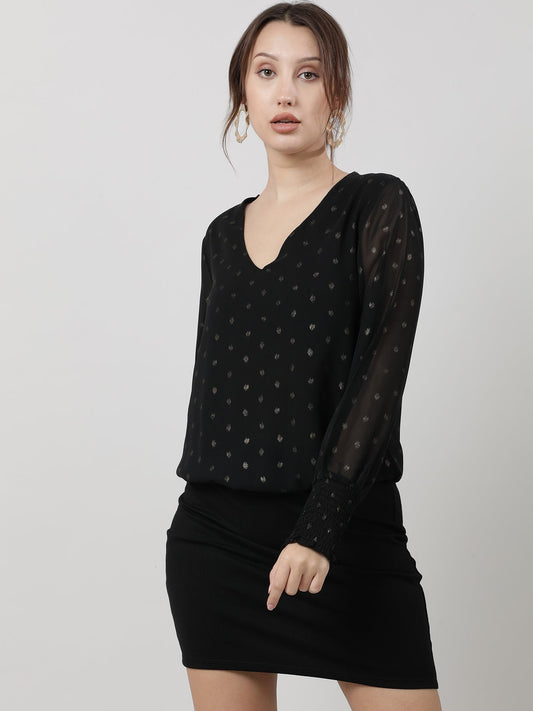 Women Polka Dot Black Sheath Dress