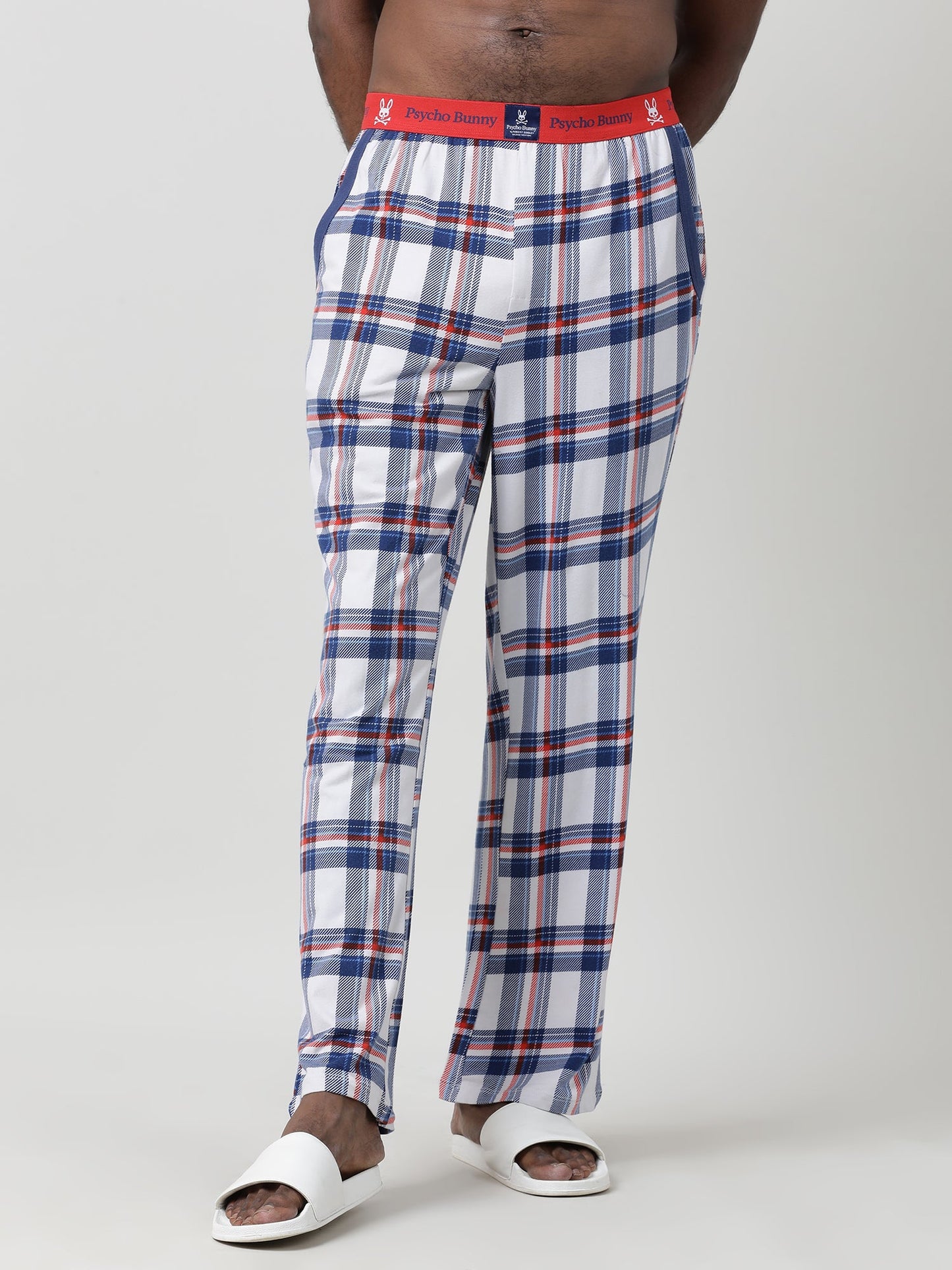 White Cotton Checked Lounge Pants