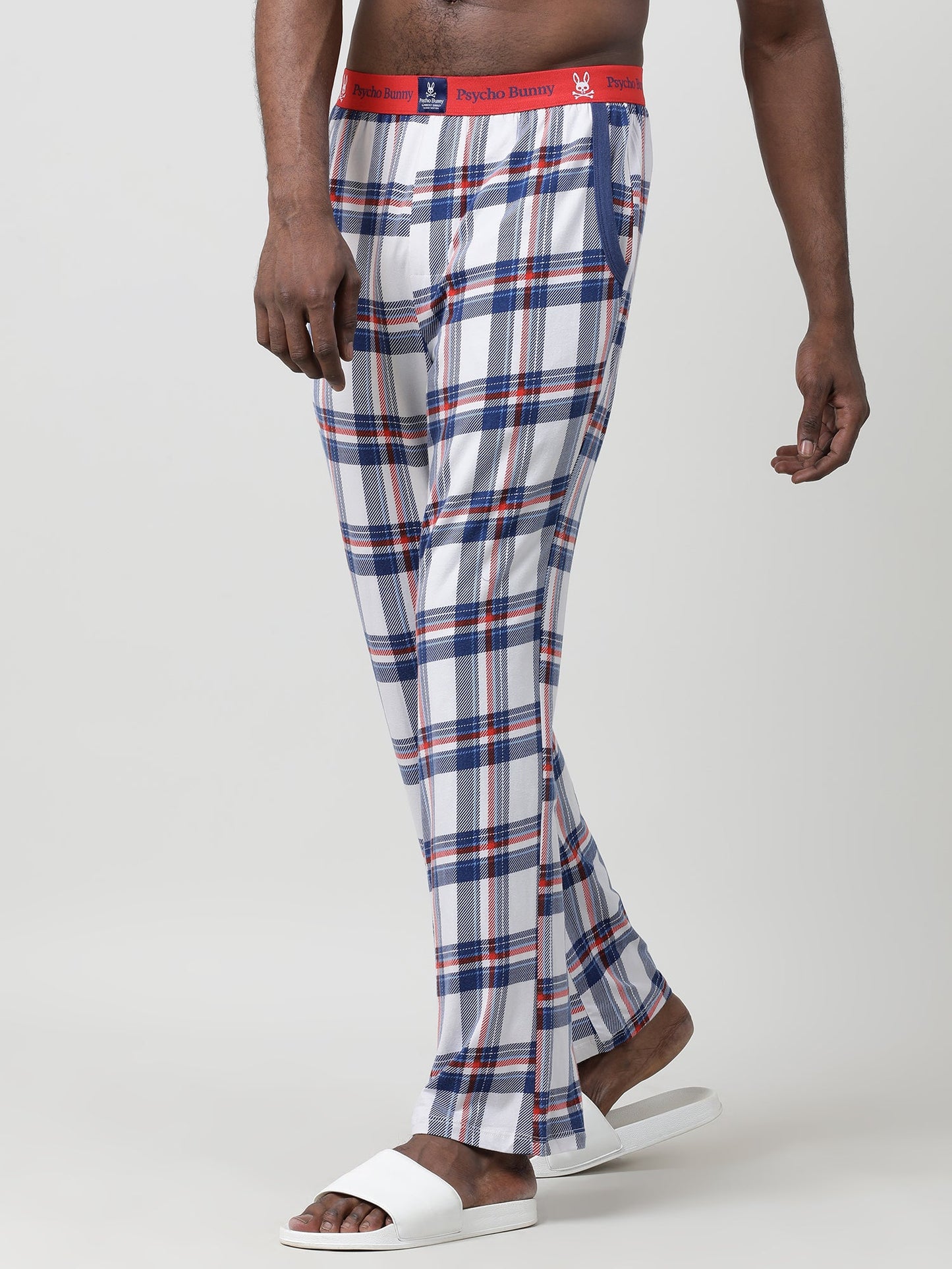White Cotton Checked Lounge Pants