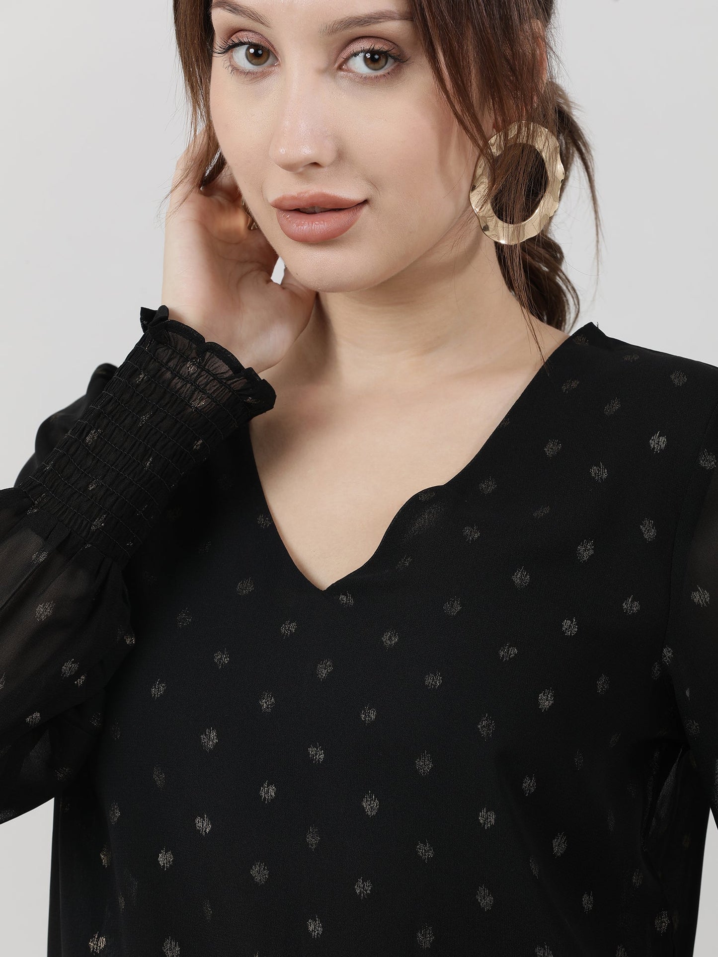 Women Polka Dot Black Sheath Dress