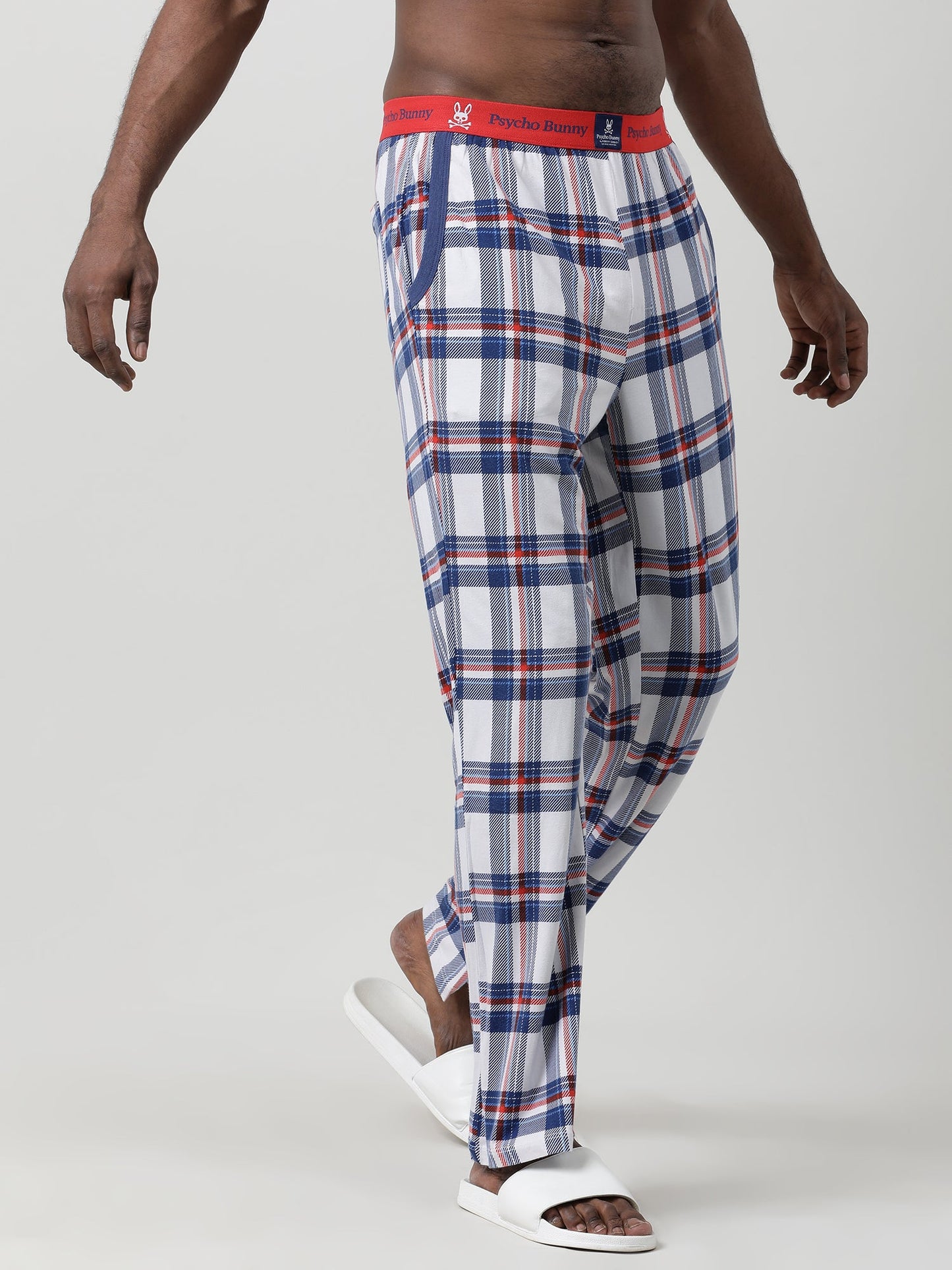 White Cotton Checked Lounge Pants