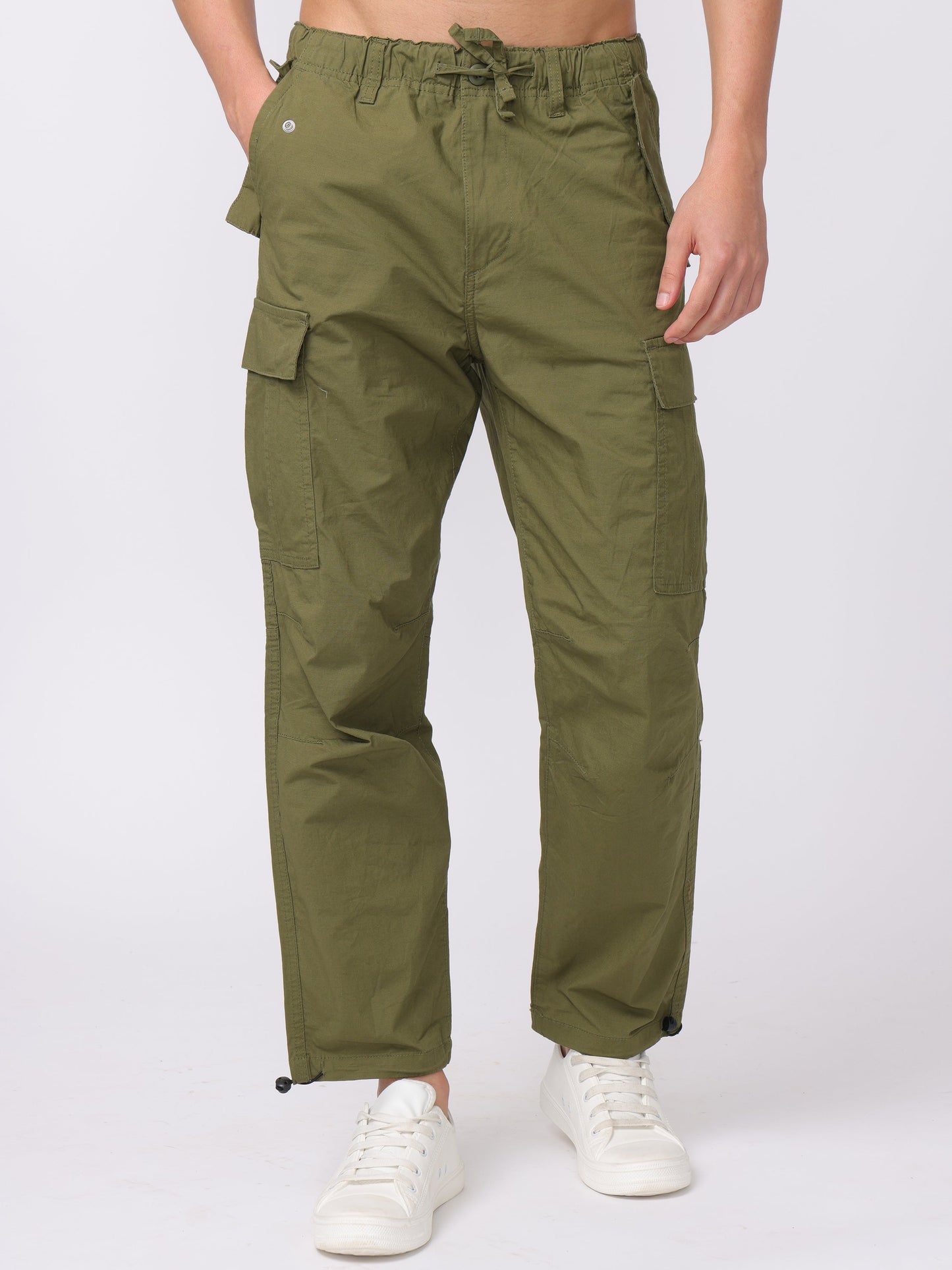Men Green Regular Fit Cargo Pants