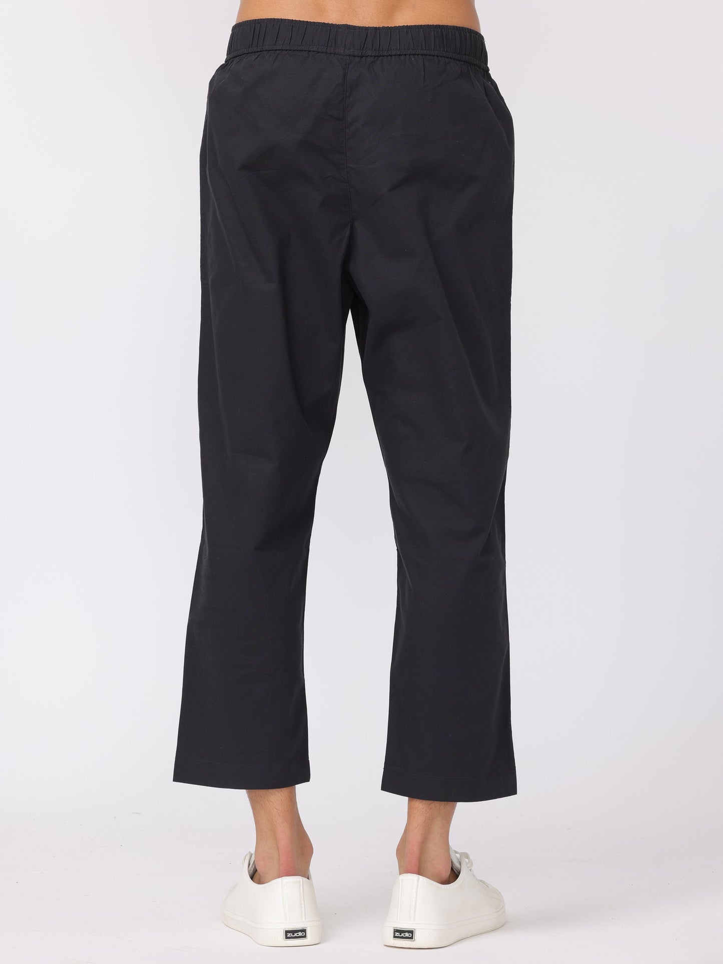 Men Black Regular Fit Elastic Waist Pants
