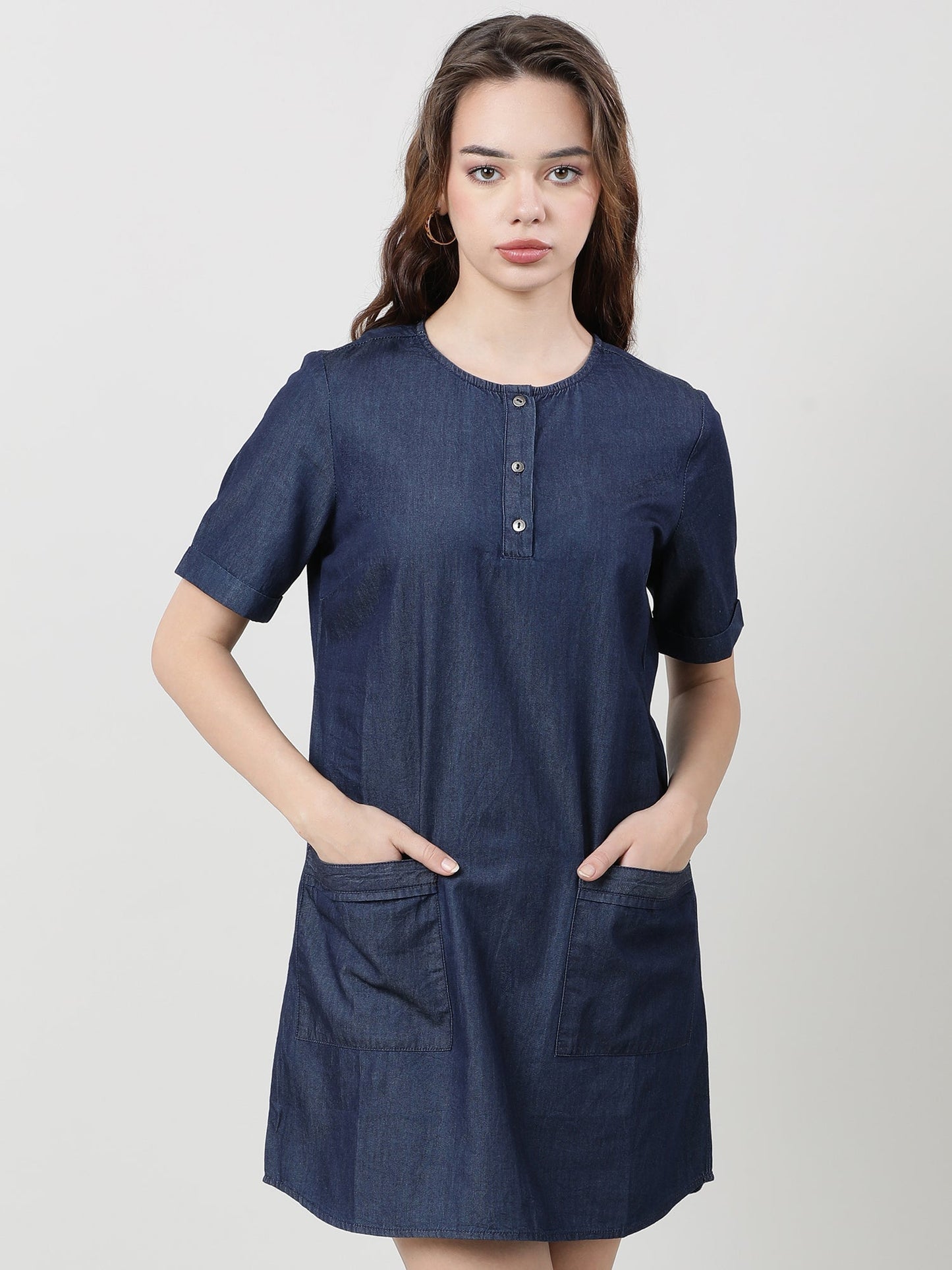 Women Regular Fit Navy Blue Dress