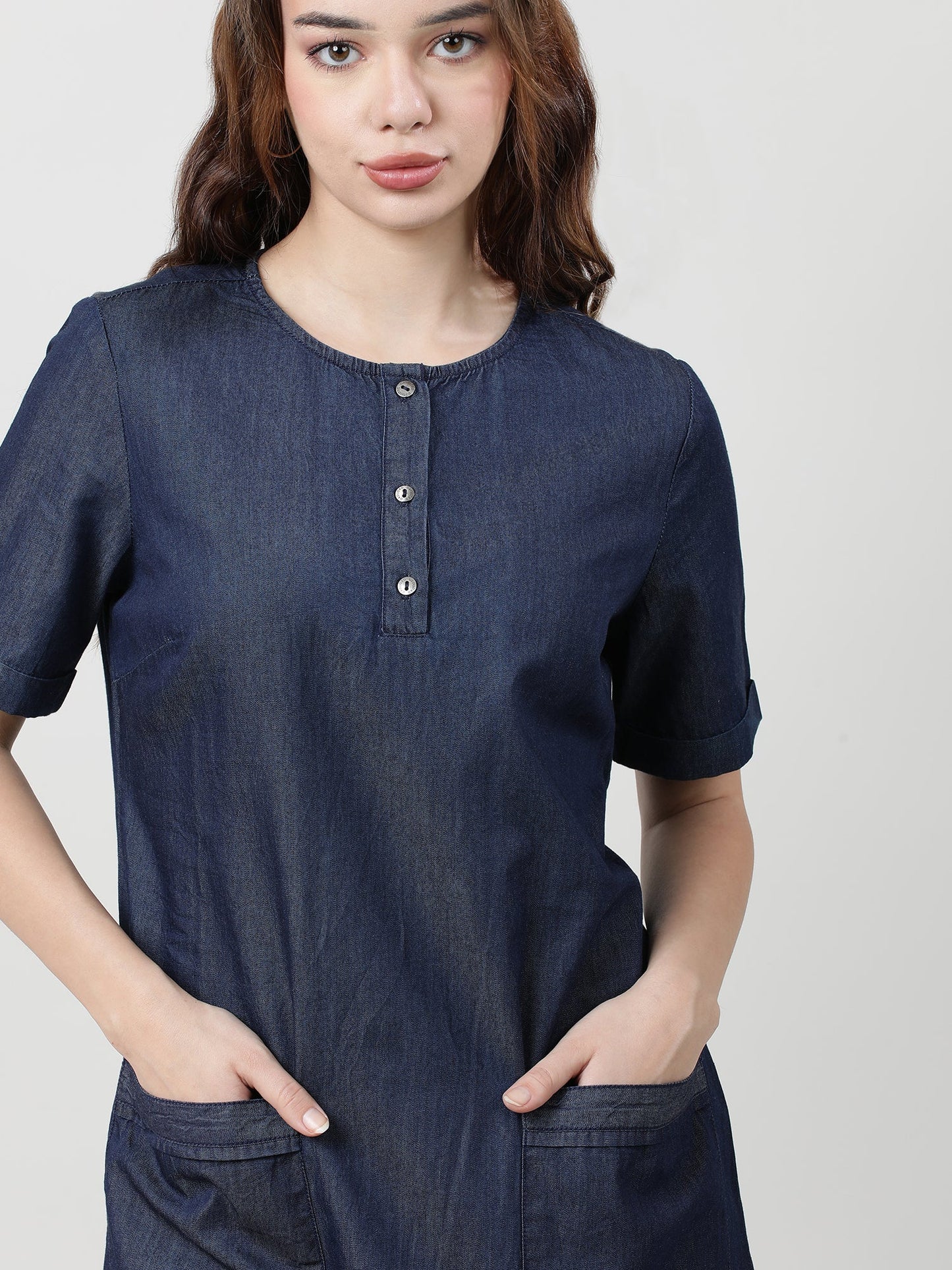 Women Regular Fit Navy Blue Dress