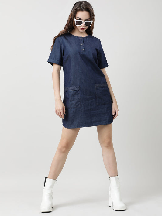 Women Regular Fit Navy Blue Dress