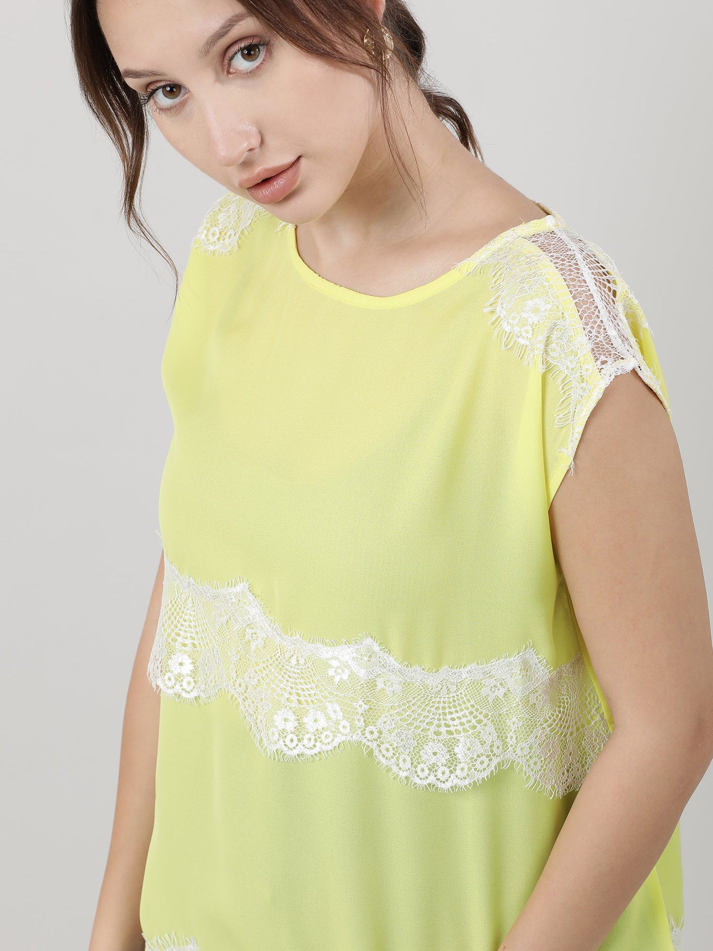 Women Regular Fit Lime Yellow Top