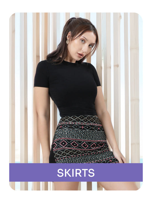 printed black & brown skirt