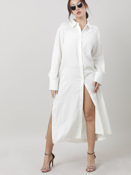 Women White Oversized Shirt Dress