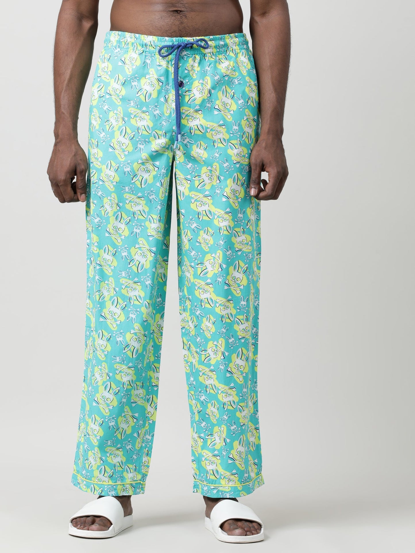 Light Green Cotton Ankle Length Lounge Pants