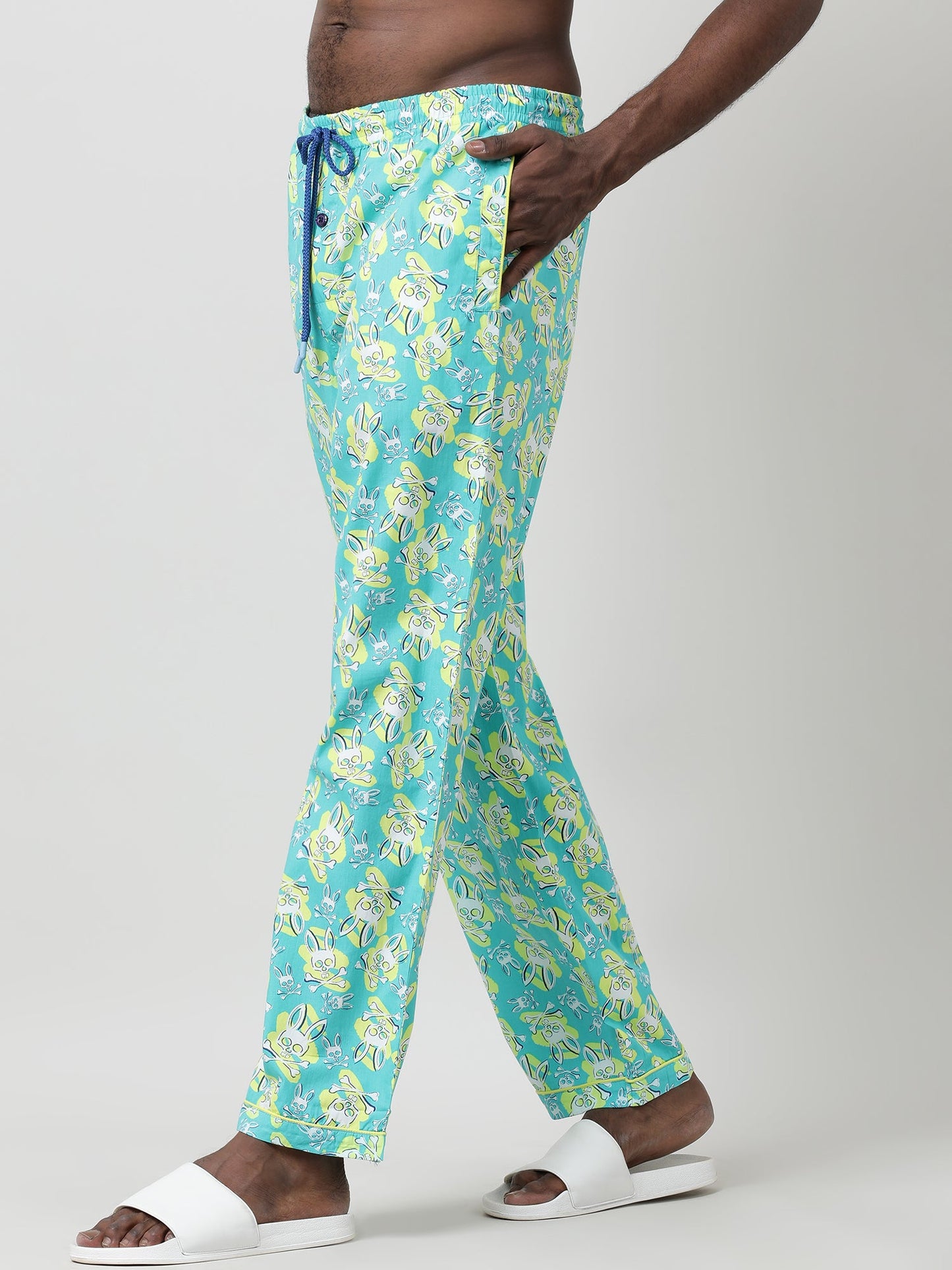 Light Green Cotton Ankle Length Lounge Pants