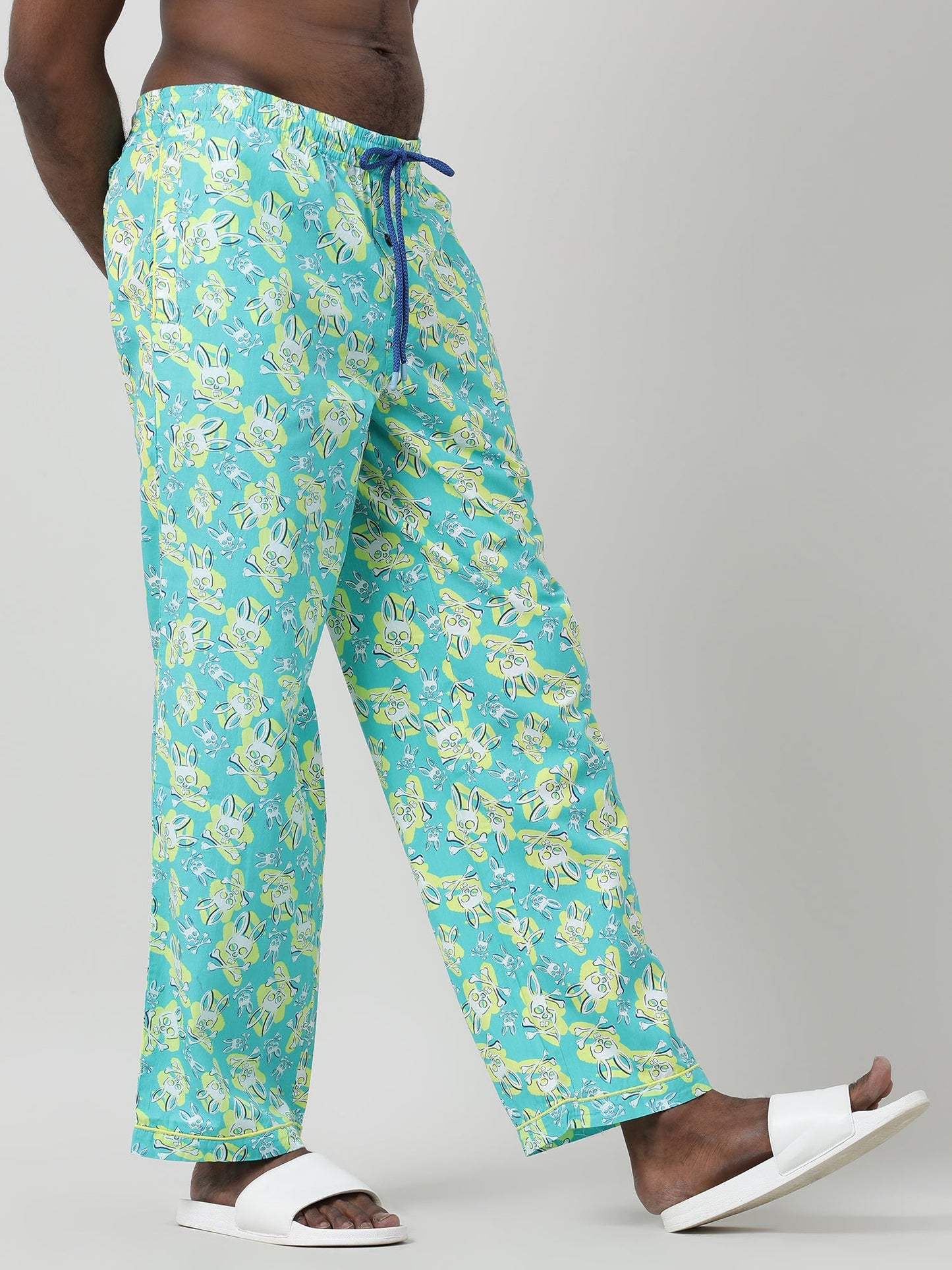 Light Green Cotton Ankle Length Lounge Pants