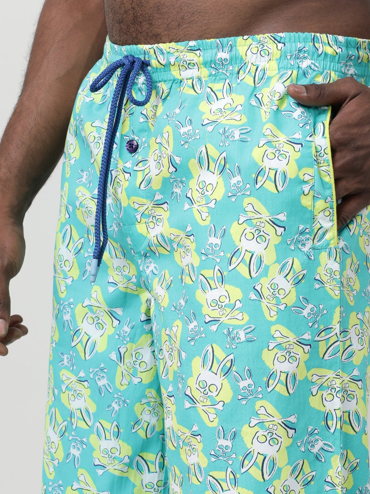 Light Green Cotton Ankle Length Lounge Pants