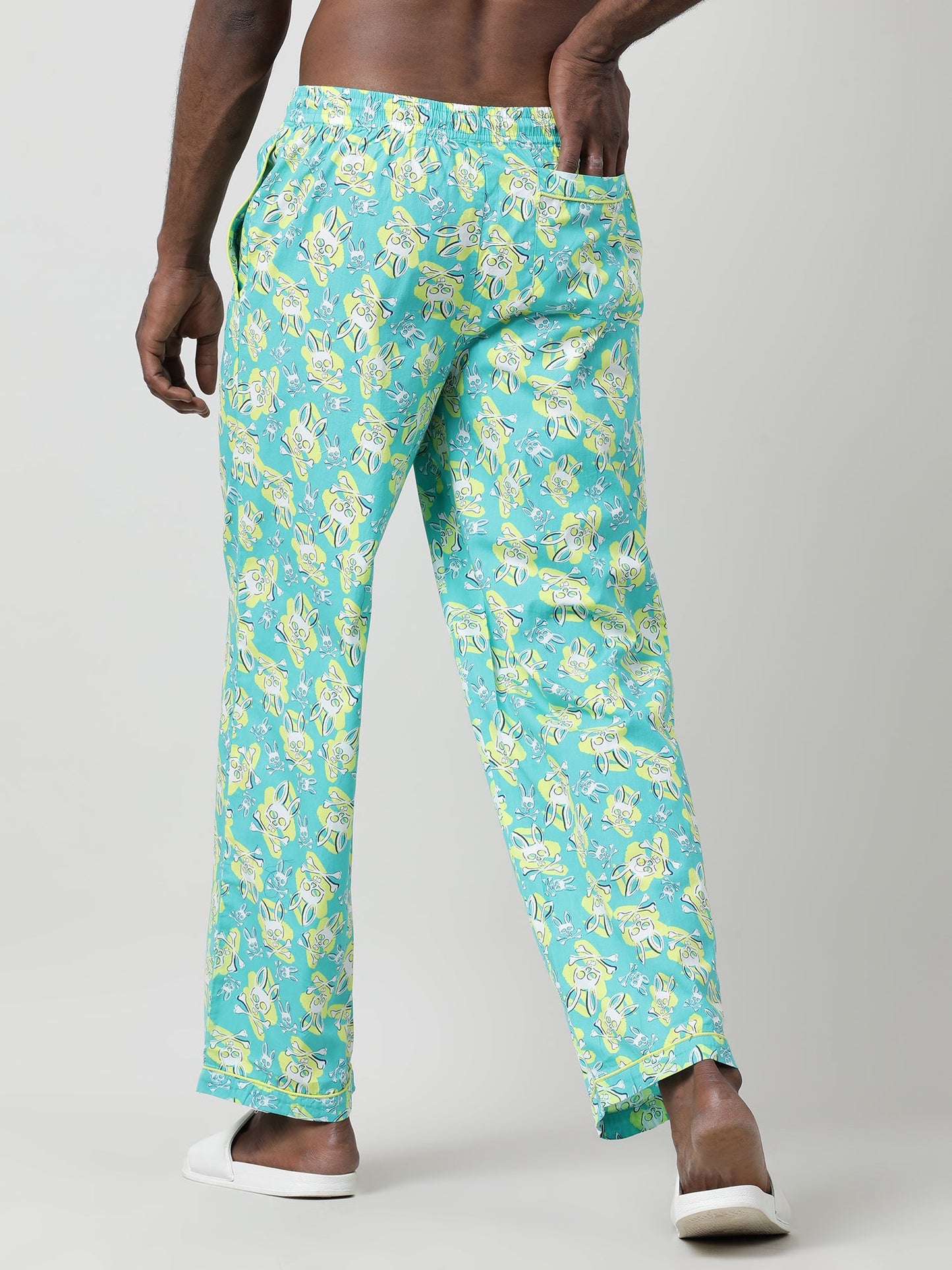 Light Green Cotton Ankle Length Lounge Pants