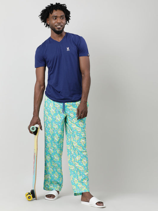 Light Green Cotton Ankle Length Lounge Pants