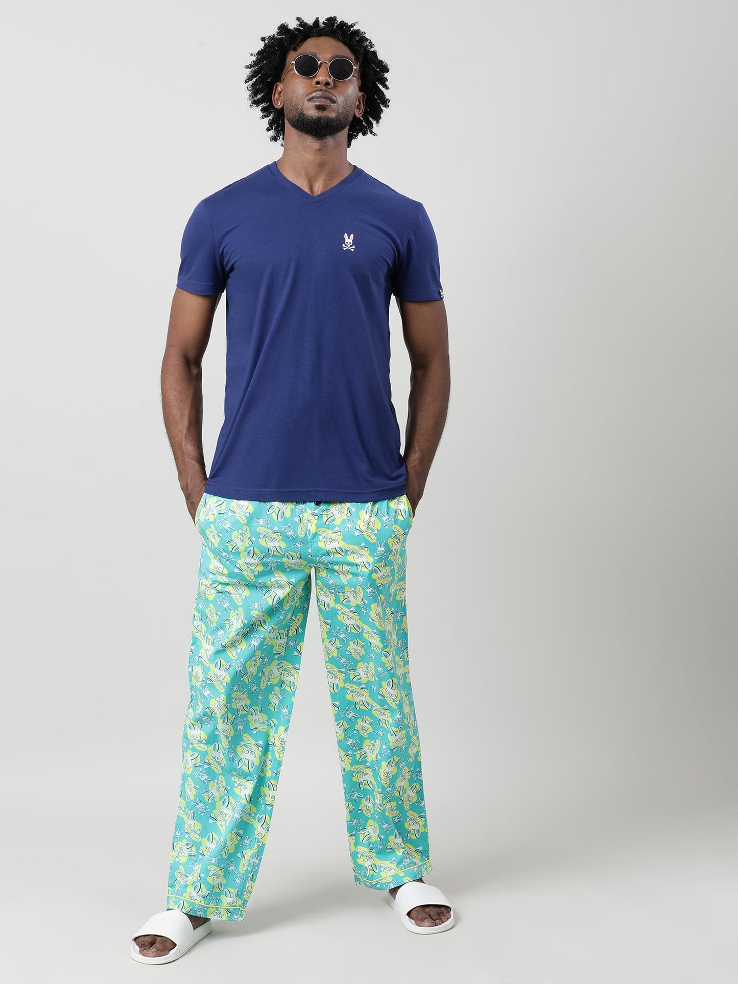 Navy Blue Regular Fit V neck T shirt