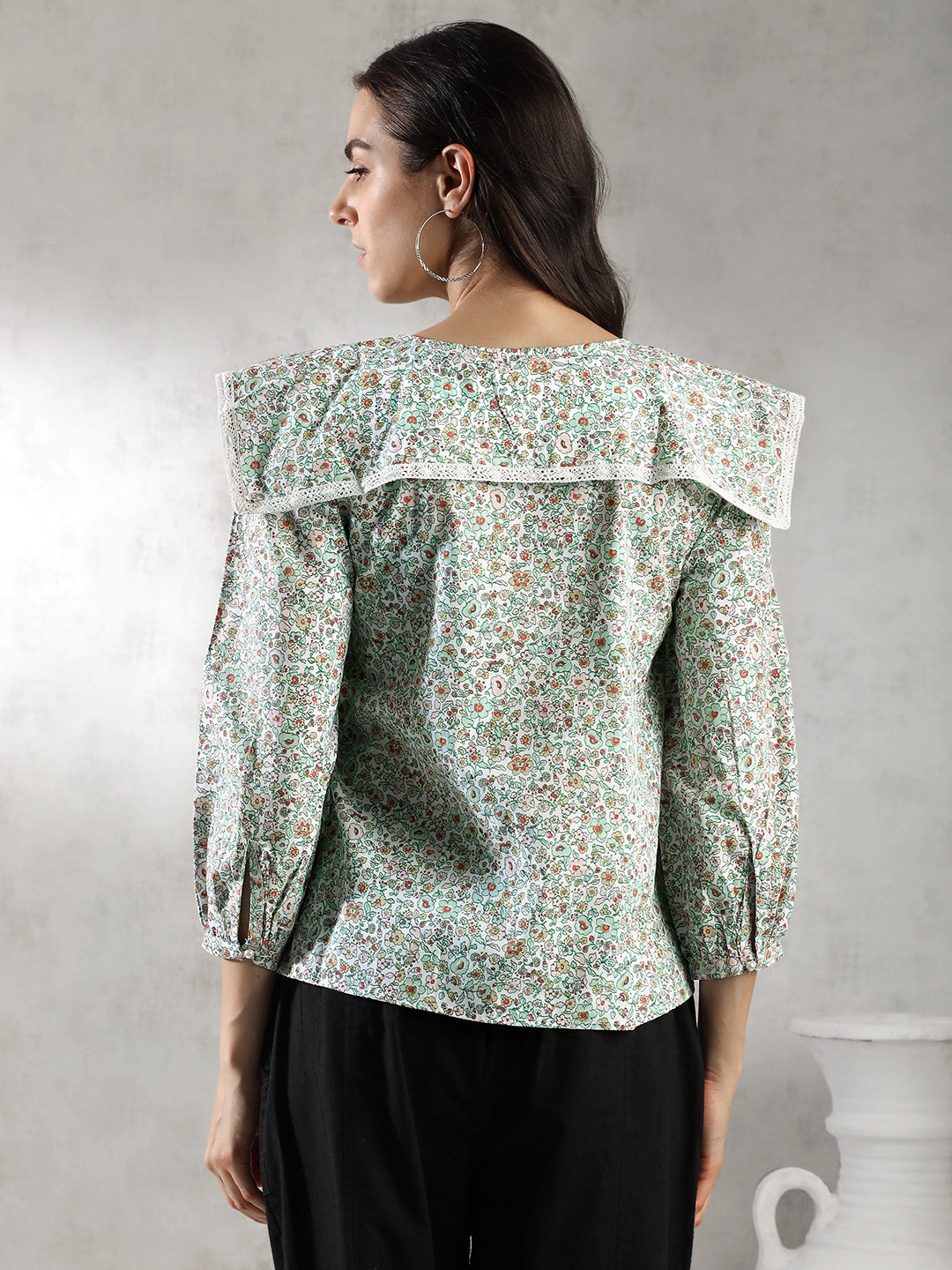 Women Green Printed A-Line Tops