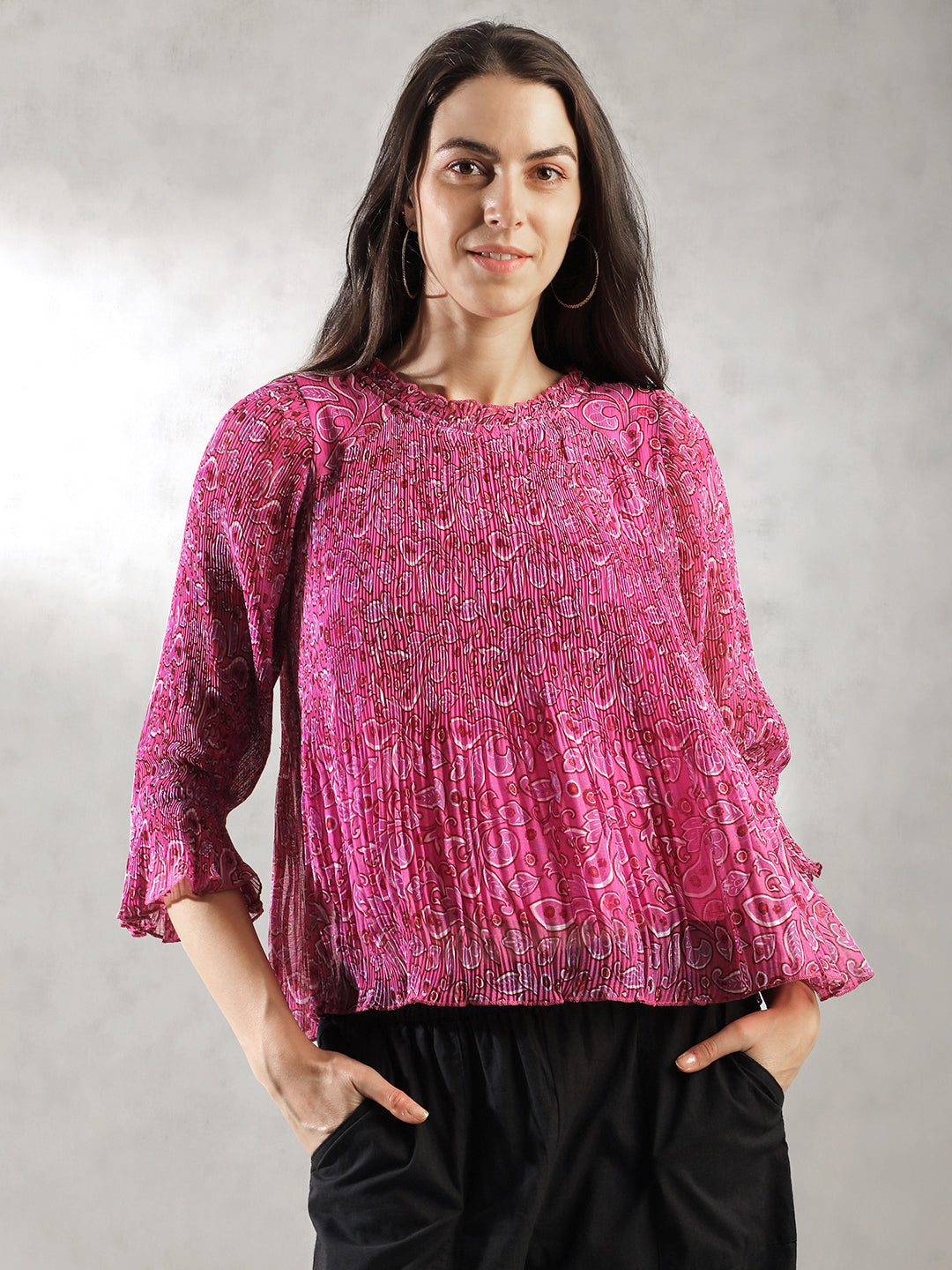 Women Pink Printed Summer Top
