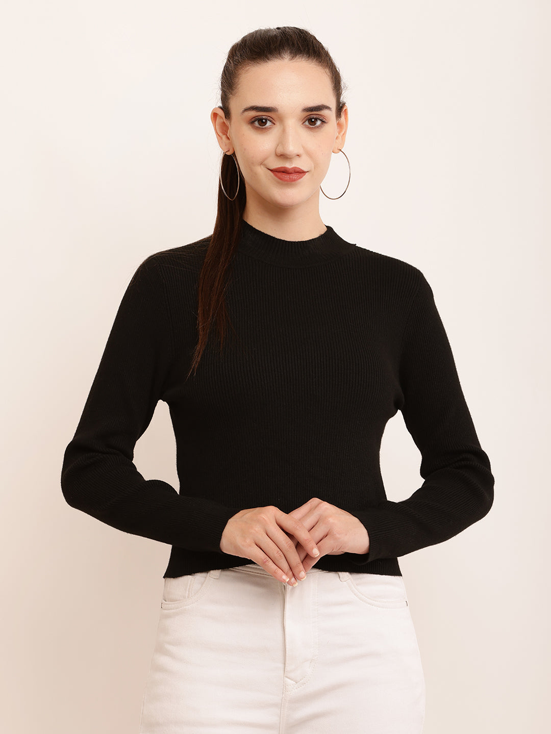 Women Slim Fit Grey Top