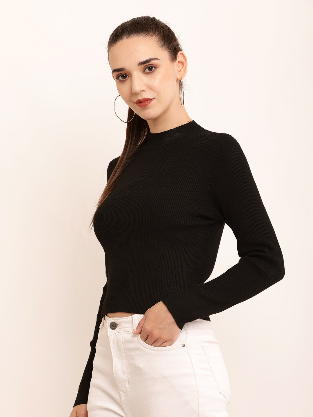 Women Slim Fit Grey Top